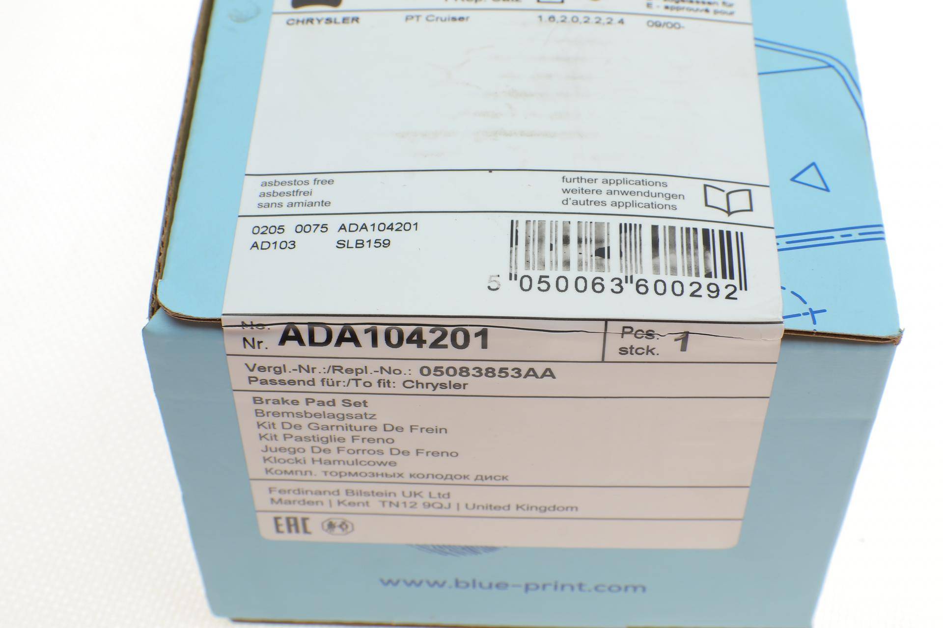 Колодки гальмівні (передні) Chrysler PT Cruiser 1.6-2.4 00-10 (набор)