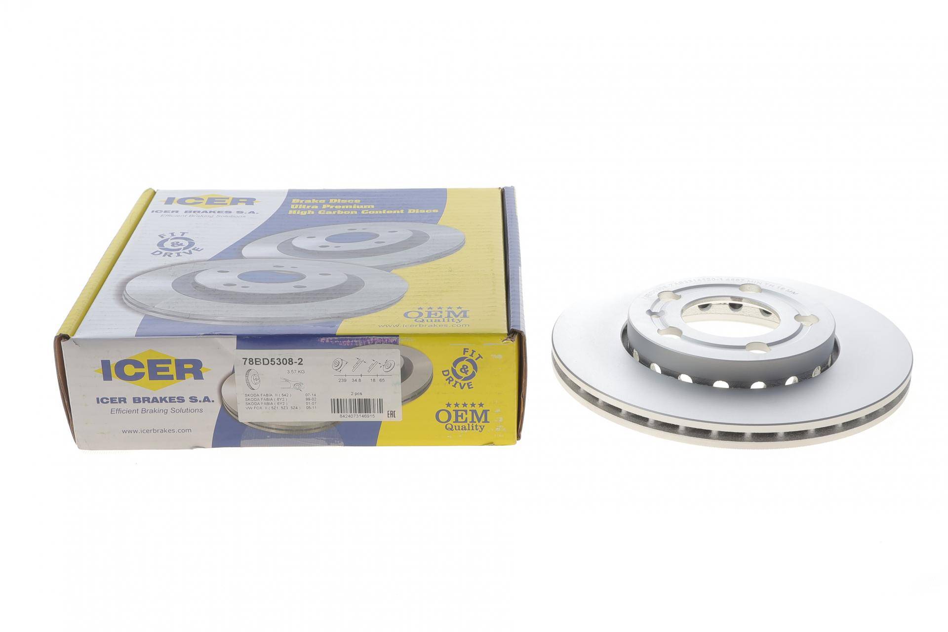 Диск гальмівний (передній) Skoda Fabia 99-14/VW Fox 05-11 (239x18) (з покриттям) (вентильований)