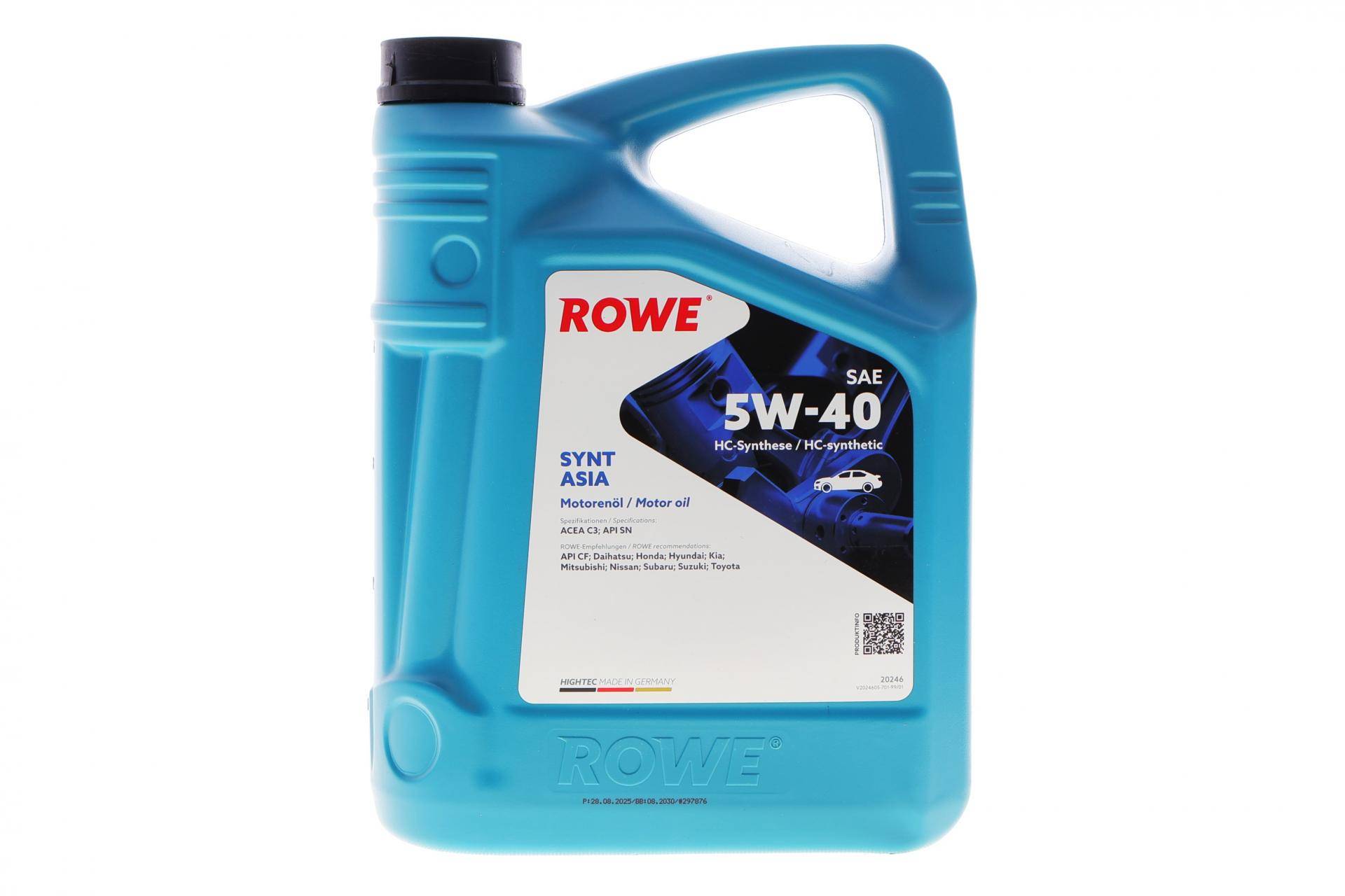 Олива 5W40 HIGHTEC SYNT ASIA (5L) (ACEA C3) (API SN/CF)