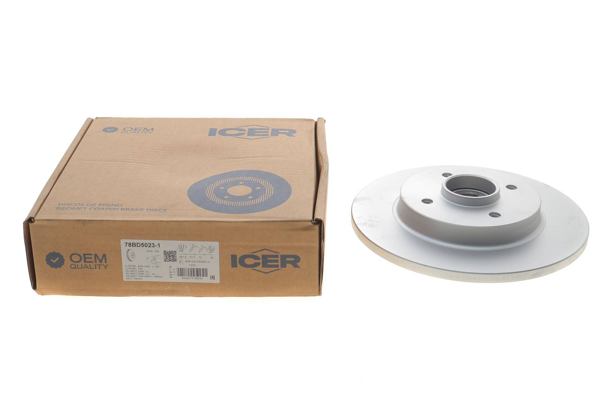 Диск гальмівний (задній) Citroen C4/Peugeot 308/3008/5008 06- (268х12)(+ABS)(з підш.)(з покр)(повний)