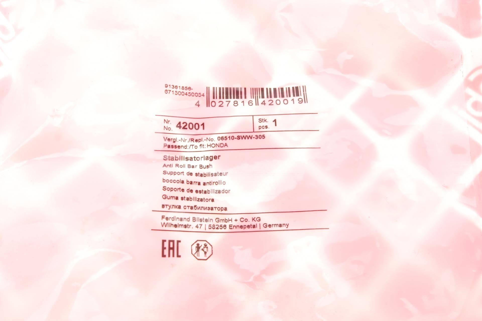 Втулка стабілізатора (переднього) Honda CR-V 2.0 16V 06-12 (d=20mm)