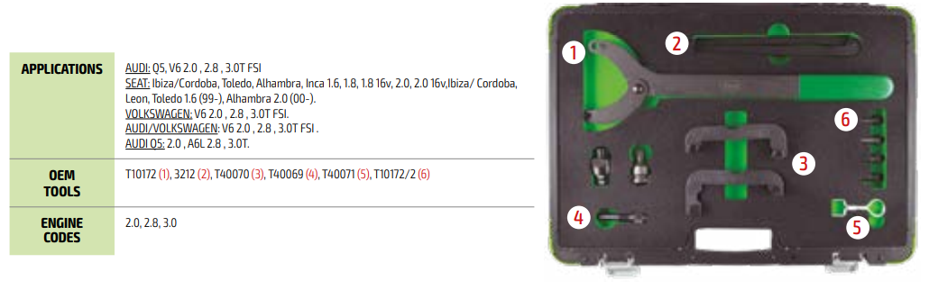 Інструмент регулювання зубчатого ременя Audi V6 2.0/2.8/3.0T FSI