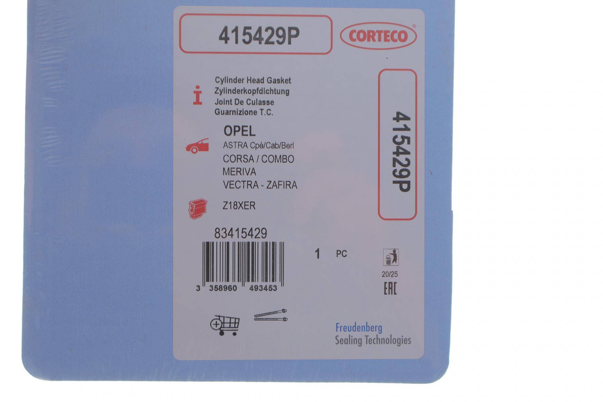 Прокладка ГБЦ Opel Astra H 1.6/1.8i 05-10 (0.65 mm), Ø81,70 mm