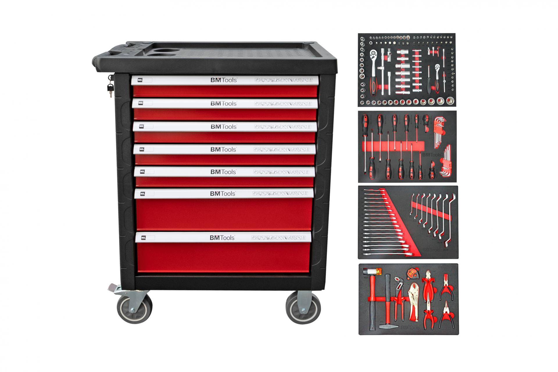 Візок з інструментами 7 секцій 172 од. (червоний)