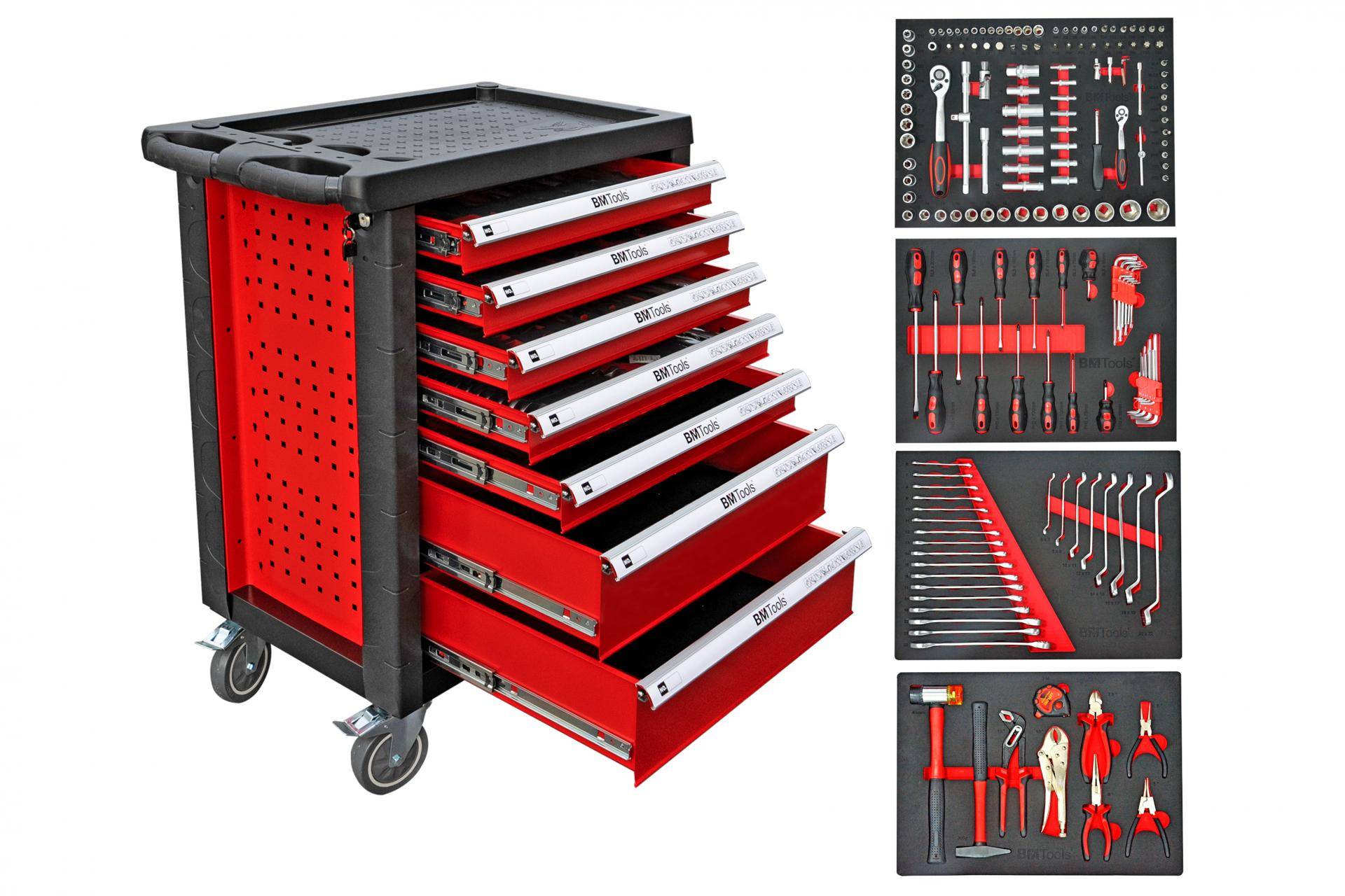 Візок з інструментами 7 секцій 172 од. (червоний)