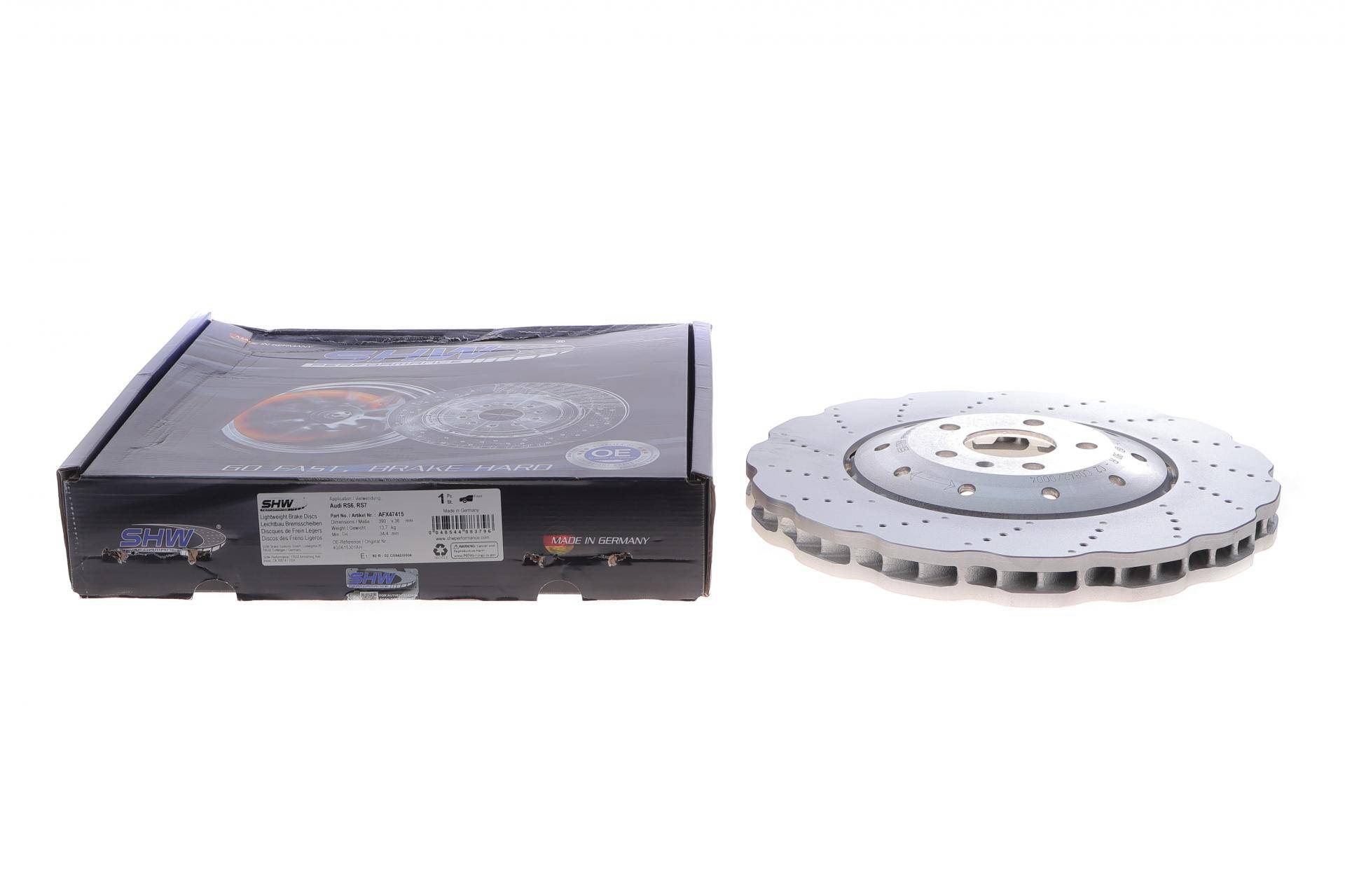 Диск гальмівний (передній) Audi RS6/RS7 13-18 (390x36) (з покриттям) (з отворами) (вент)