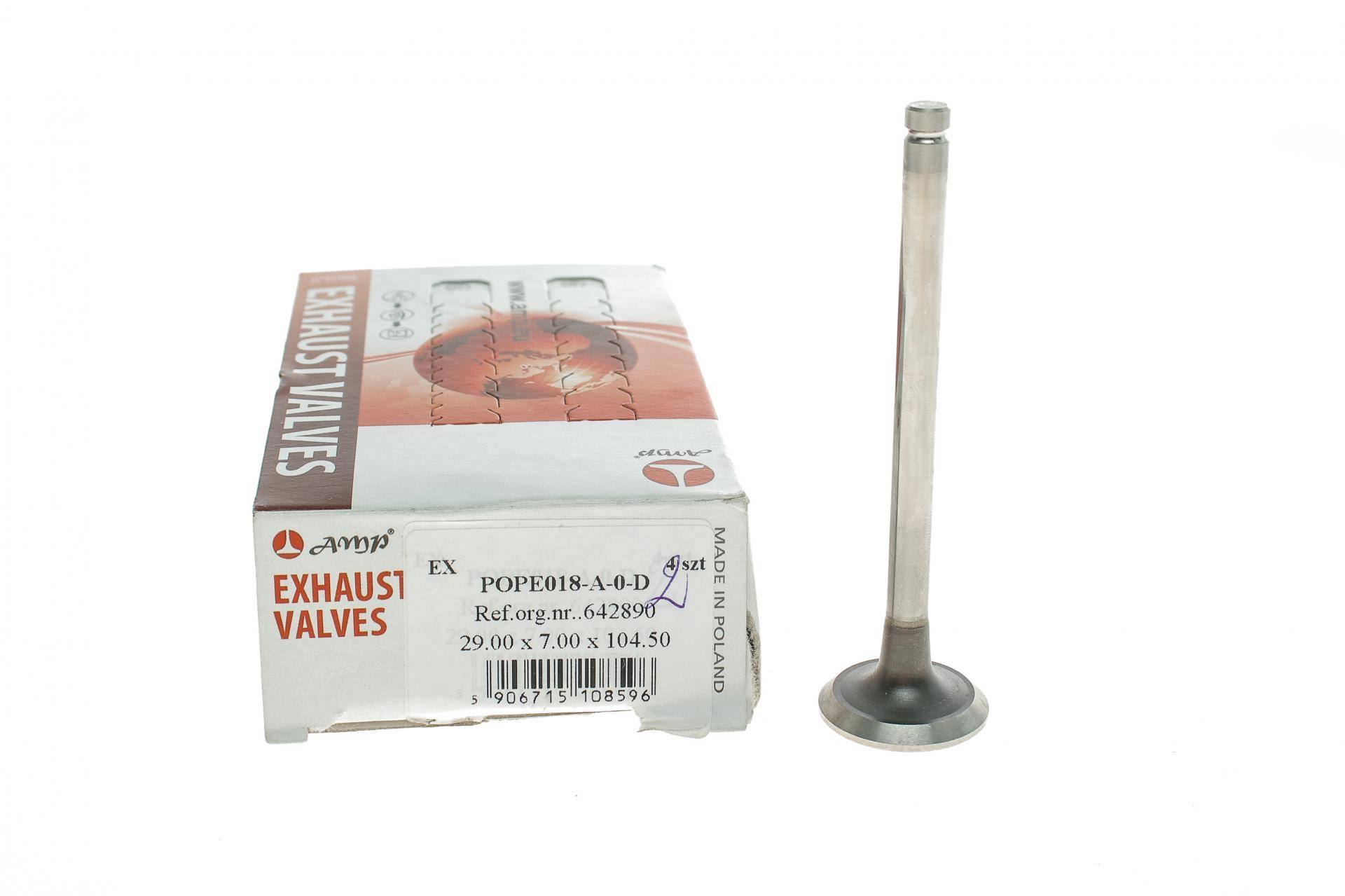 Клапан (випуск) Opel Corsa A/Kadett D/E 1.2/1.3 79-93 (29x7x104.5) (вальцювання)