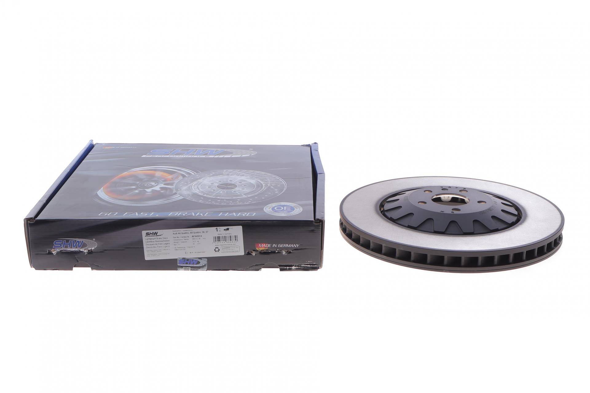 Диск гальмівний (передній) Audi A6/A8/VW Golf VIII 18- (399x38) (з покрит.) (вентил.) (з отворами)