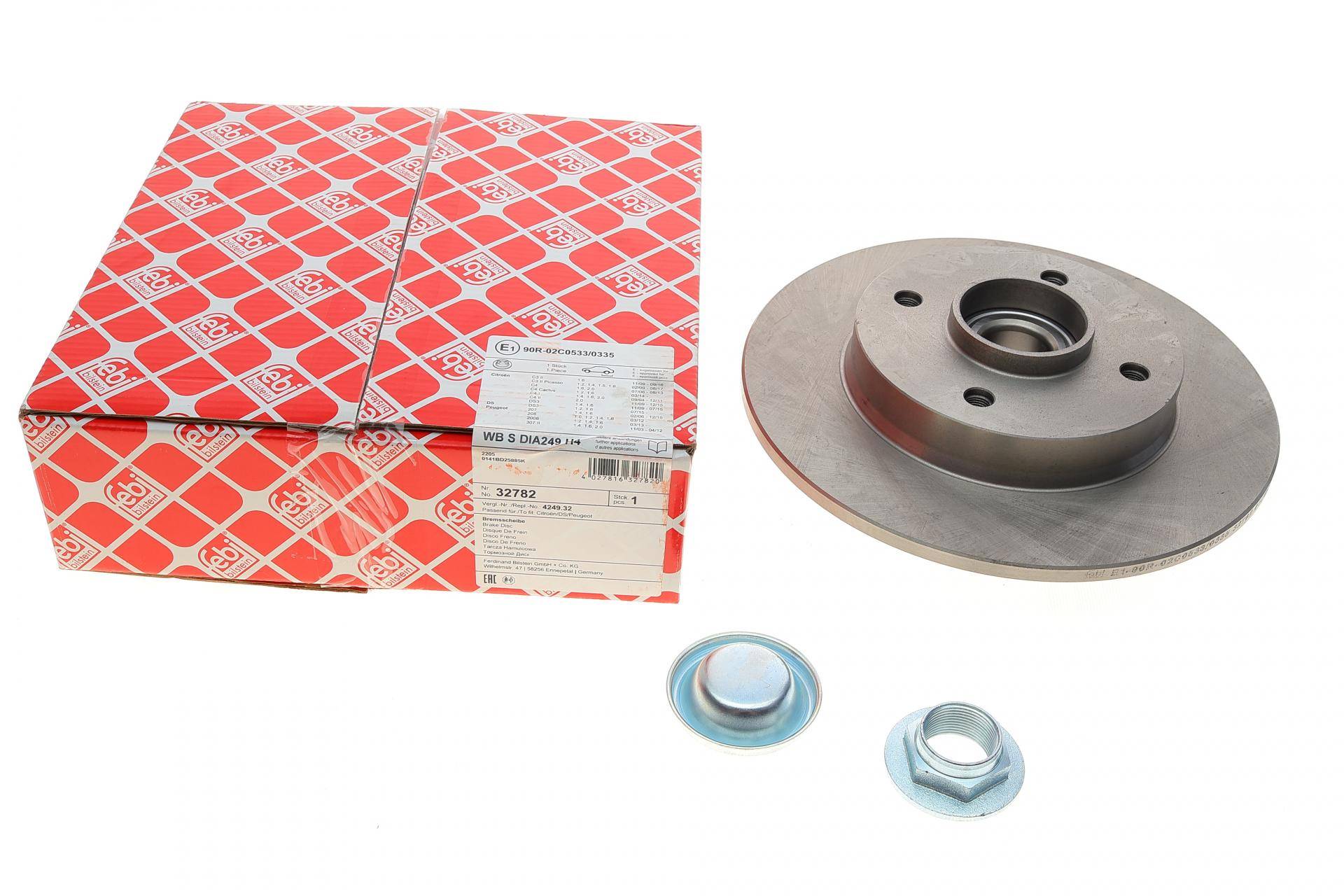 Диск гальмівний (задній) Citroen C3/C4 /Peugeot 207/307 05- (248.4х9) (d=30mm) (з підшипником)