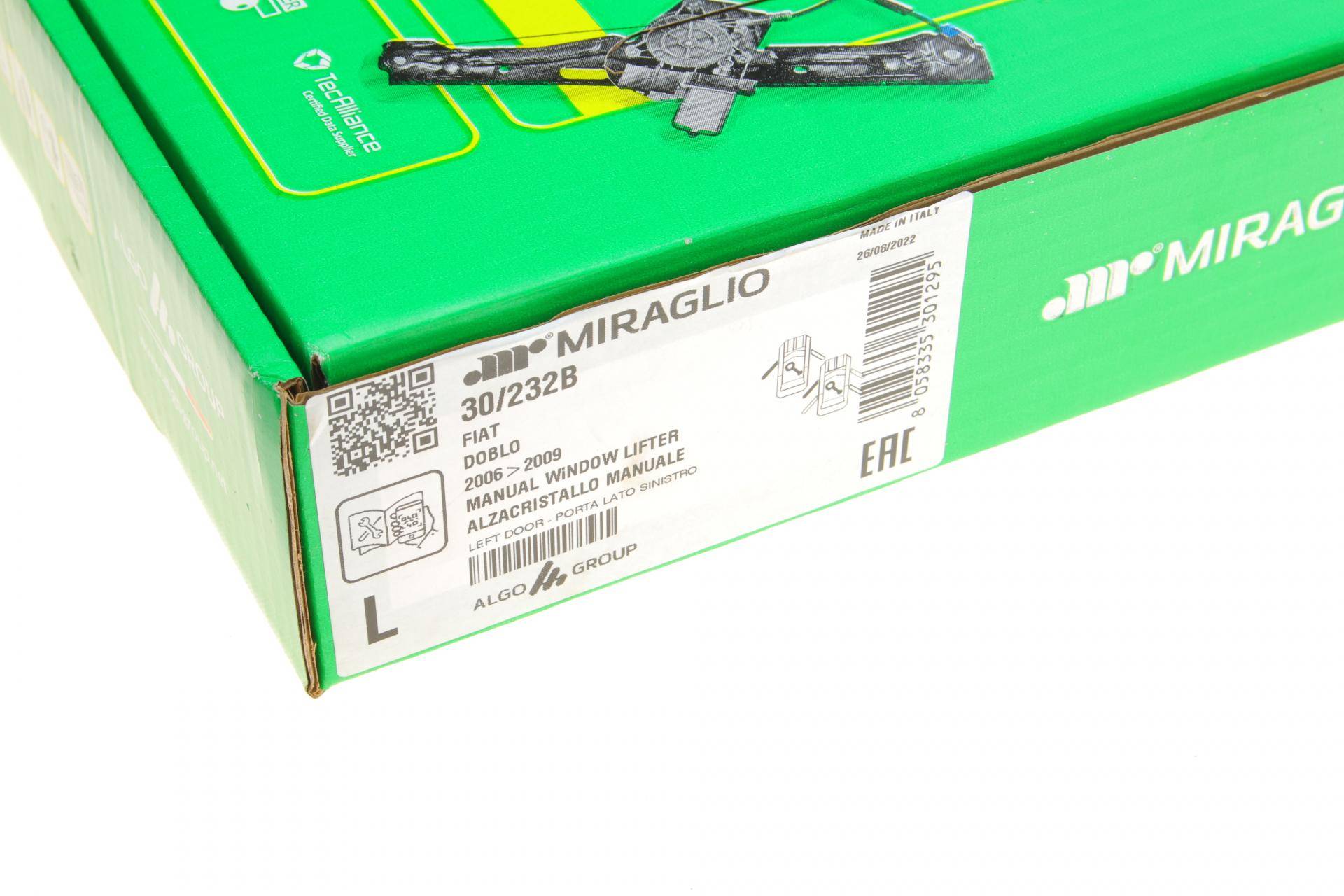 Склопідіймач (передній) Fiat Doblo 01- (L) (ручної)