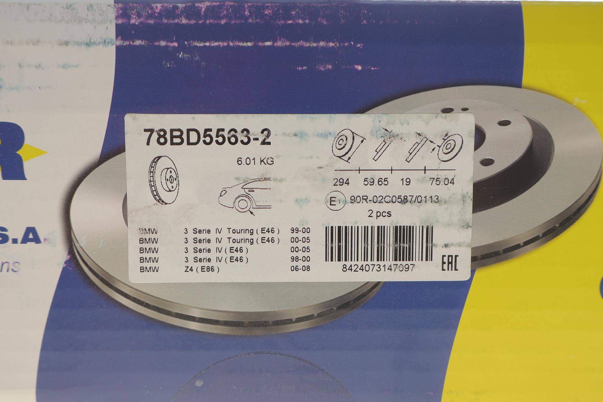 Диск гальмівний (задній) BMW 3 (E46) 98-06 (294x19)