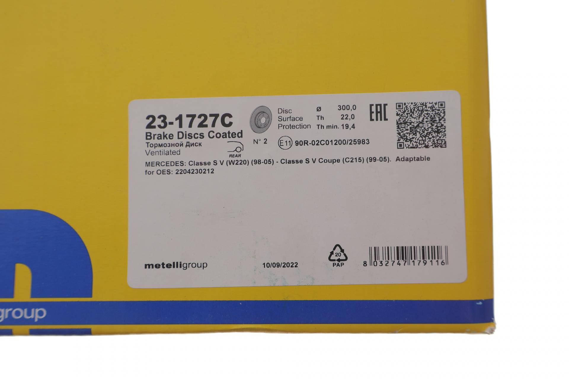 (знято з в-ва) Диск гальмівний (задній) MB S-class (W220) 99-05 (300x22) (з покриттям) (вентильований)