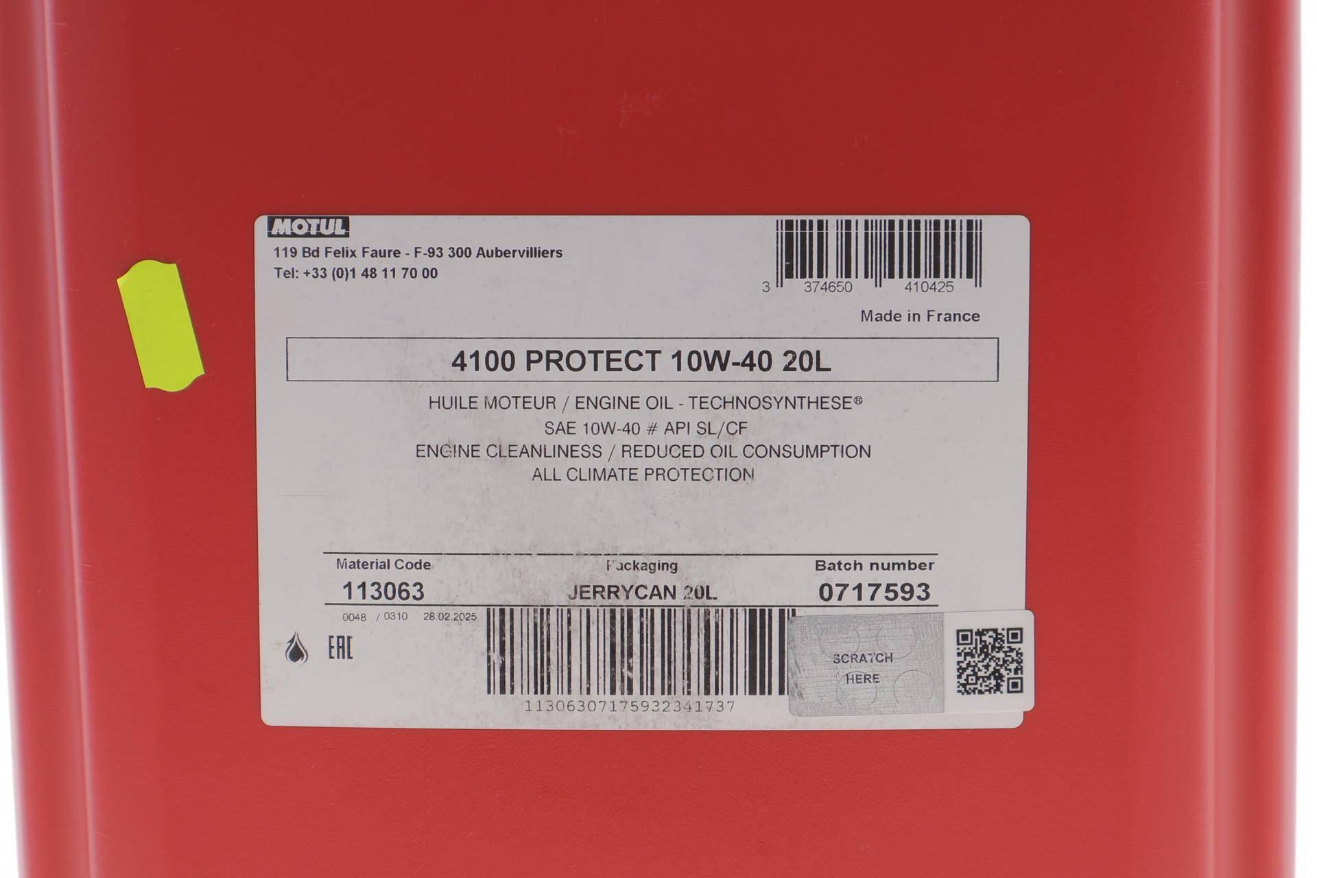 Олива 10W40 4100 PROTECT (20L) (API PERFORMANCE SL/CF) (113063)