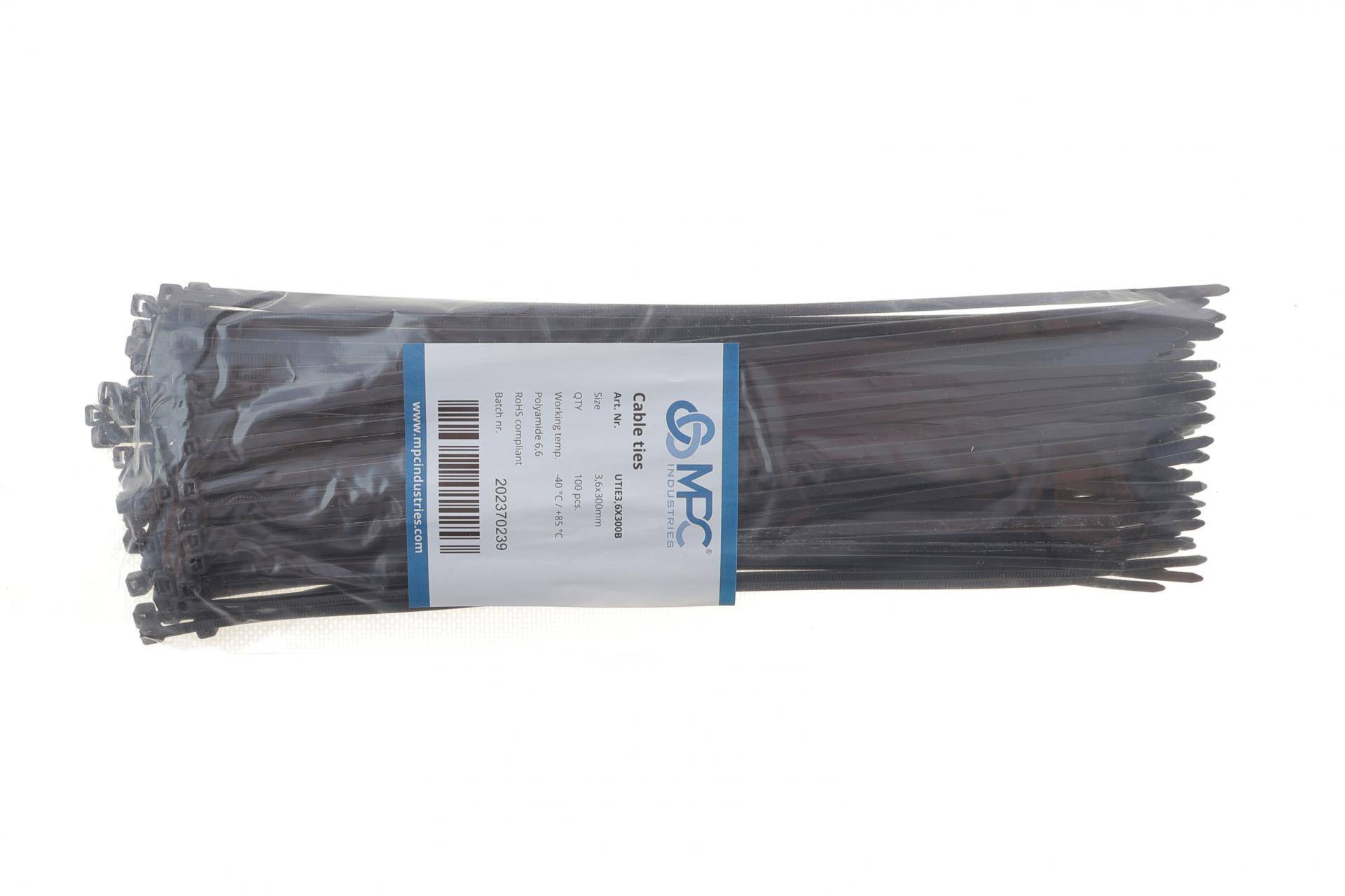 Набір стяжок пластикових 3,6x300 мм 100 од. (чорна)
