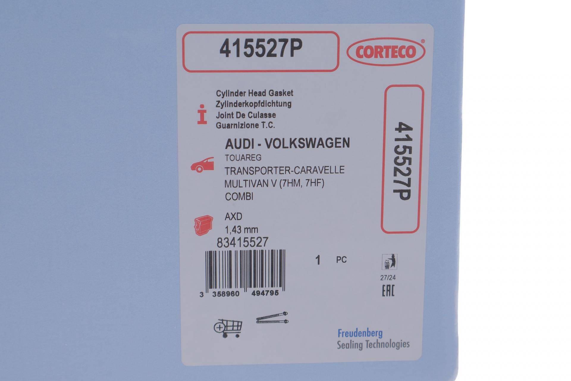 Прокладка ГБЦ VW T5 2.5TDI 03- (3 метки) (1.43mm)