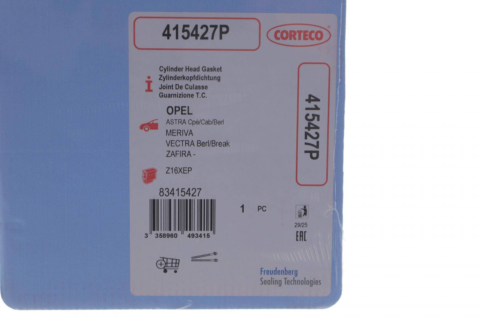 Прокладка ГБЦ Opel Astra G 1.6i 00-