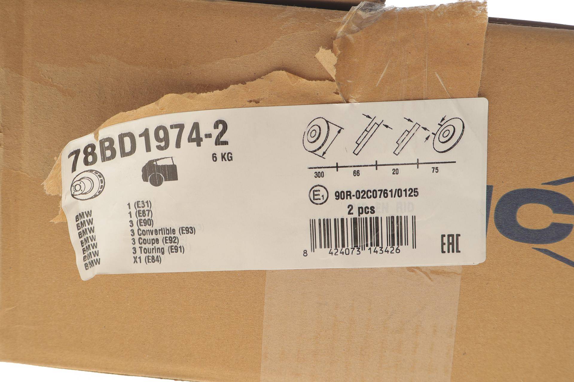 Диск гальмівний (задній) BMW 1 (E81/E87)/3 (E90-E93) 04-13/X1 (E84) 09-15 (300x20)(з покр.)(вентильований)