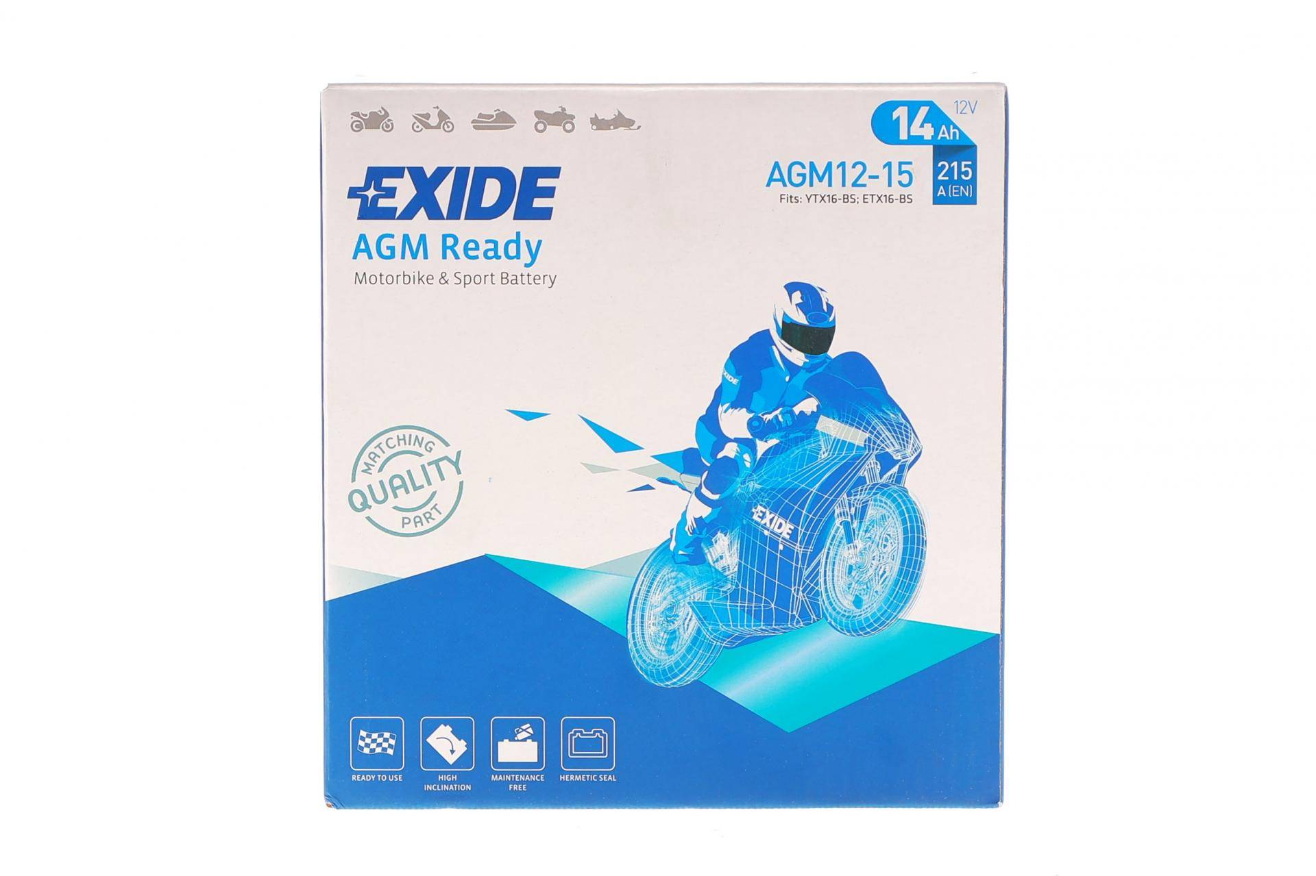 Акумуляторна батарея 14Ah/215A (150x90x160/+L/B00) (AGM Ready) (мото)