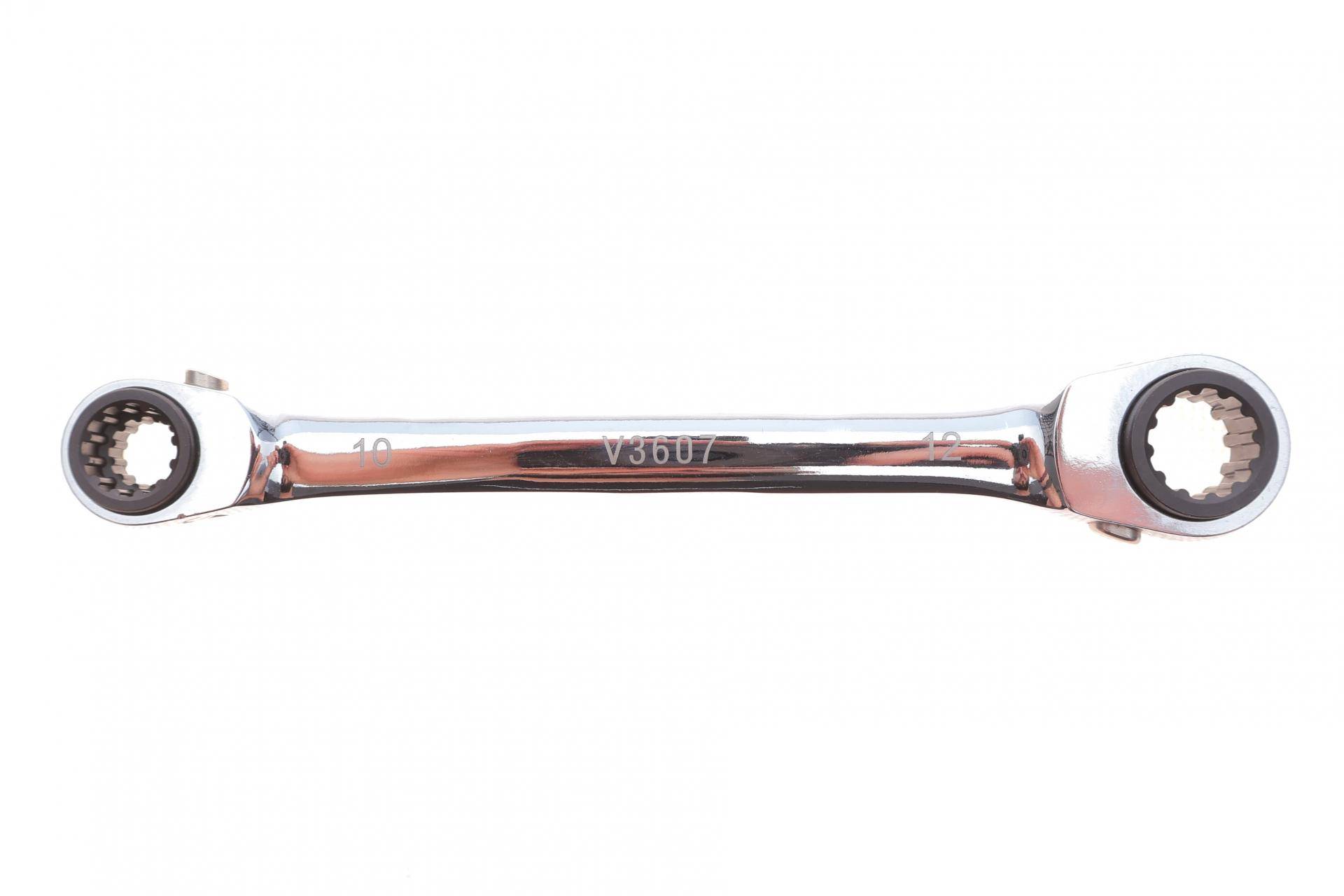 Ключ накидний з подвійною тріскачкою 8x12-10x13 мм L-220 мм