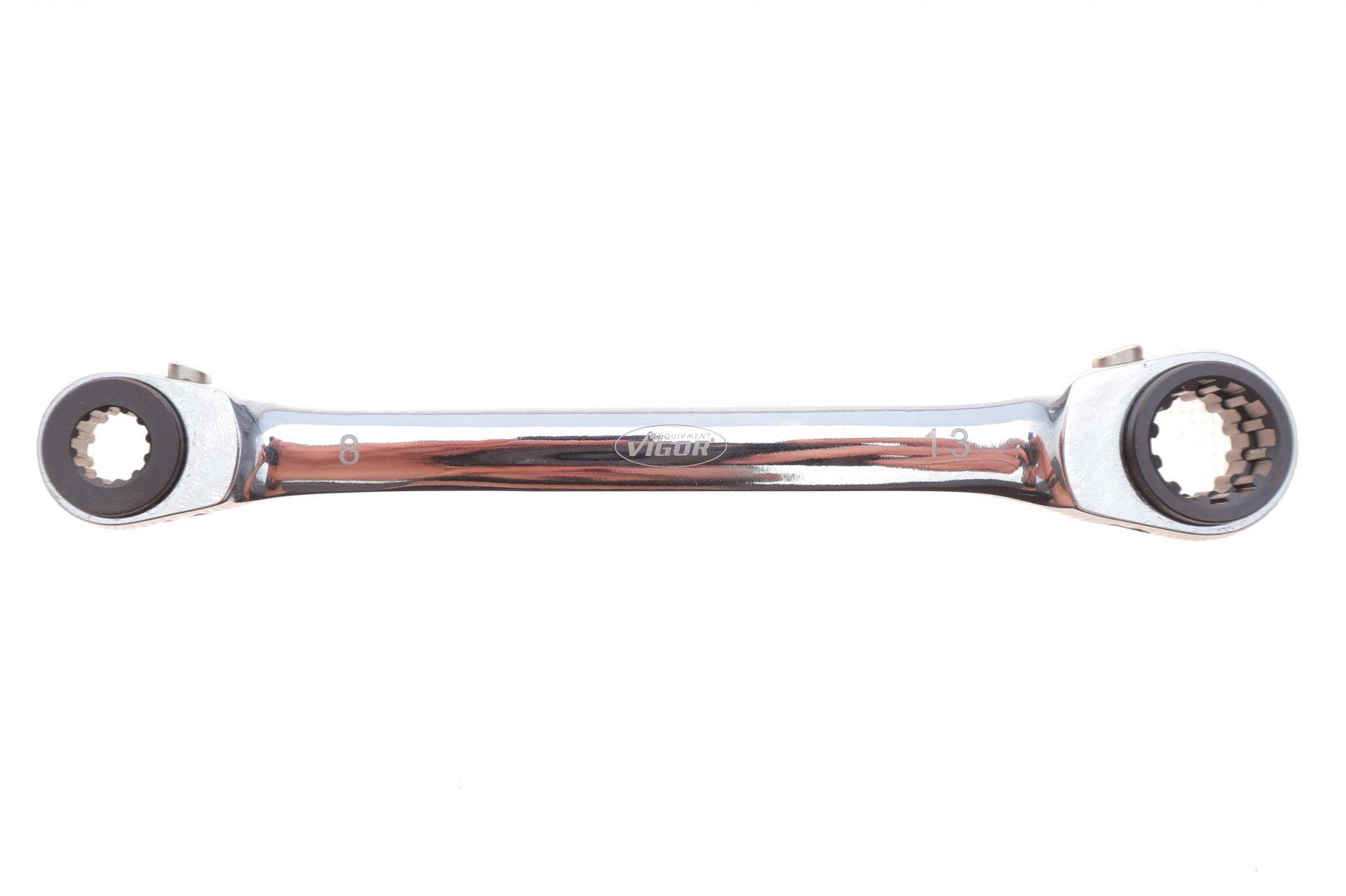 Ключ накидний з подвійною тріскачкою 8x12-10x13 мм L-220 мм