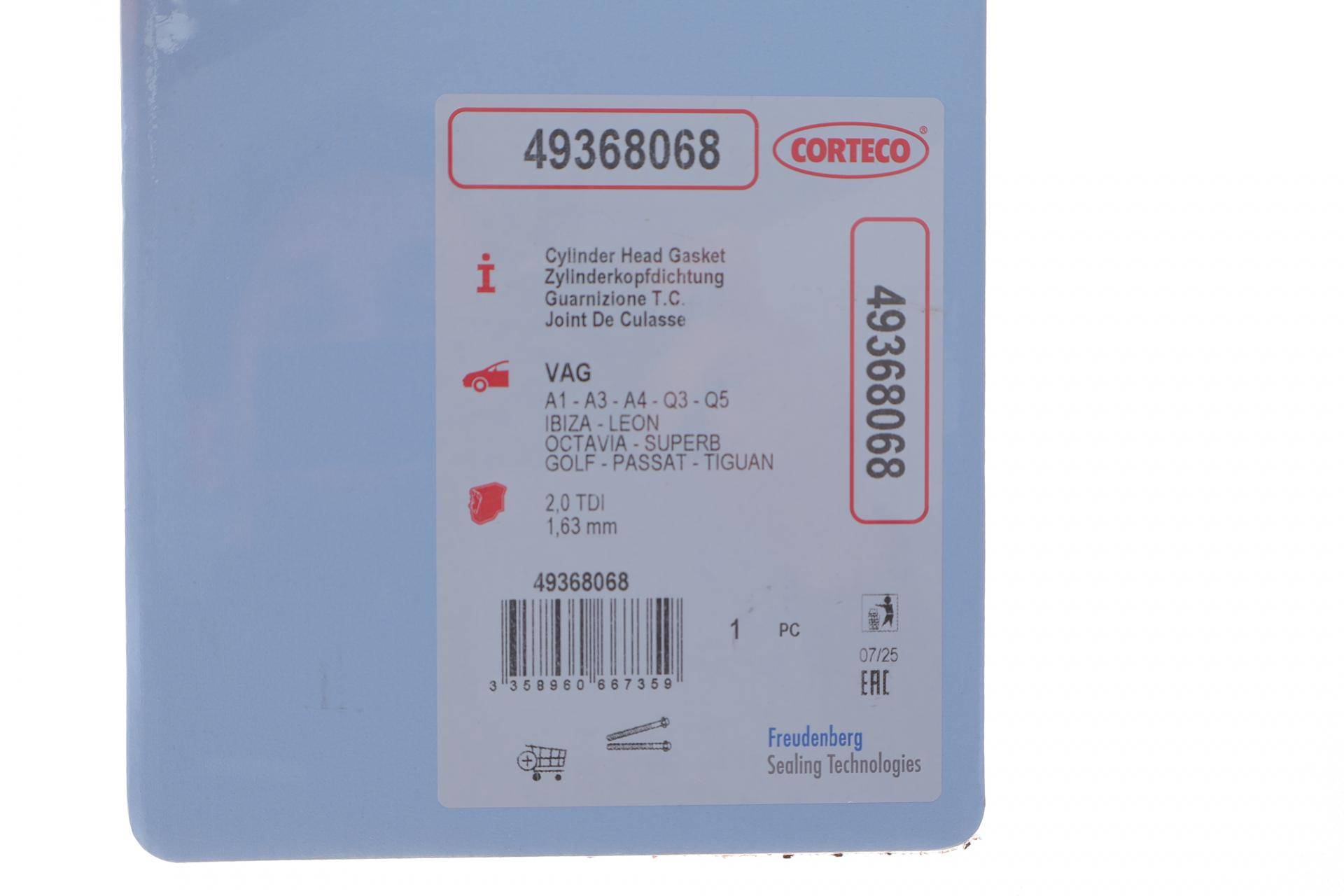 Прокладка ГБЦ VW Caddy III/T5/T6 2.0 TDI 10- (1.63mm)