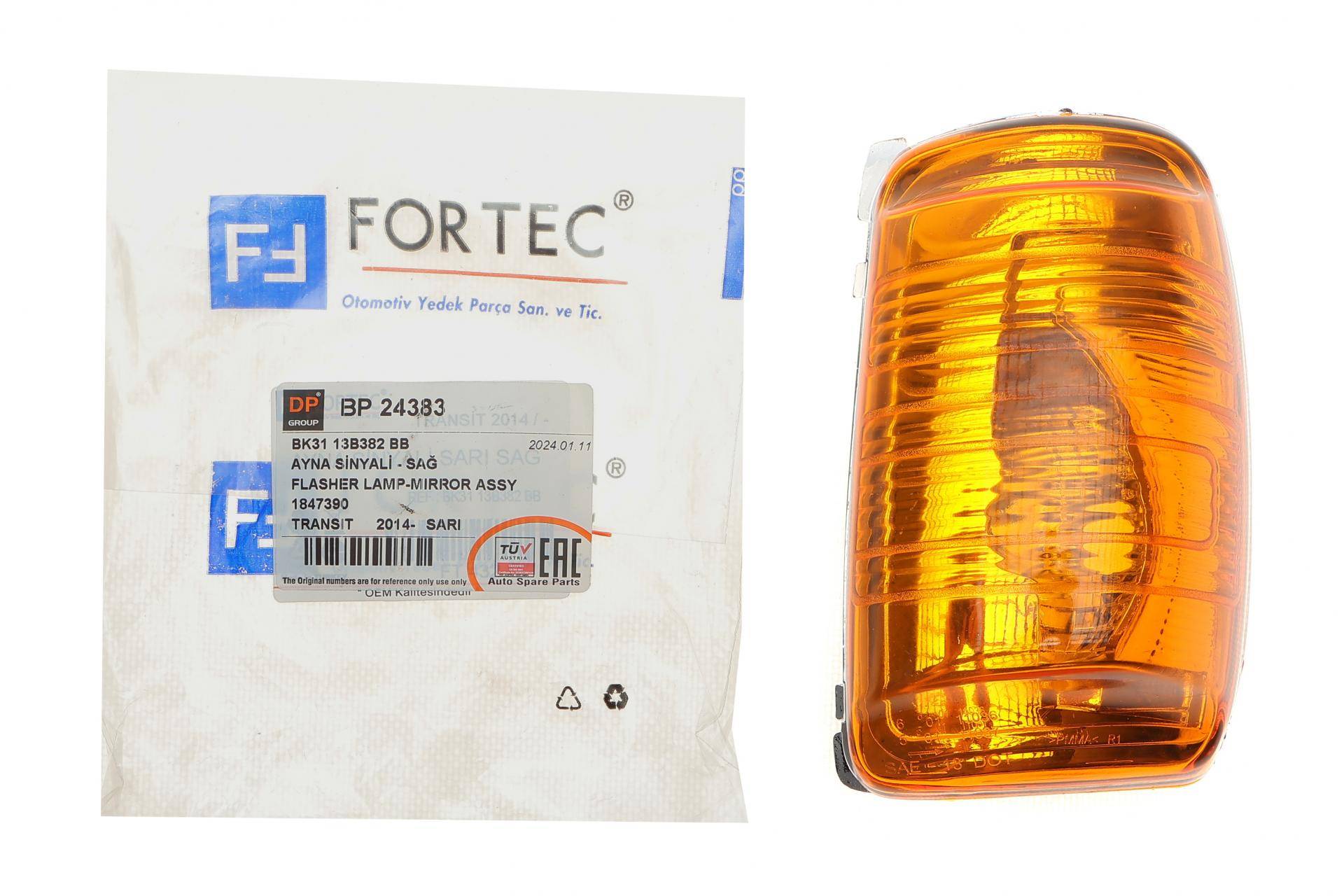 Повторювач повороту на дзеркало Ford Transit 14- (R) (жовтий)