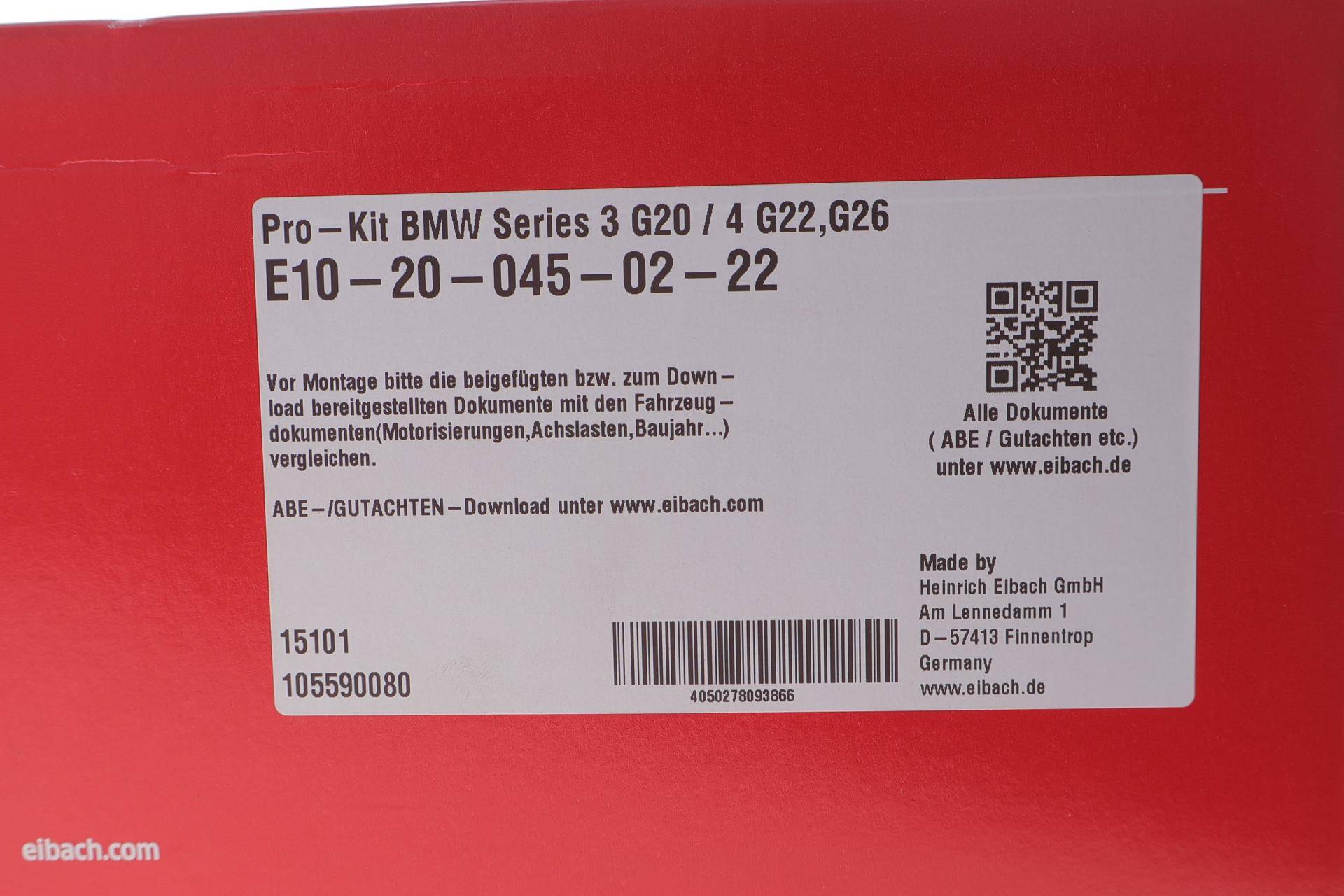 Комплект пружин (Pro-Kit) BMW 3 (G20/G80/G28) 18-/4 (G22/G82) 20- (B47/B48/B57/B46) (4 шт.)