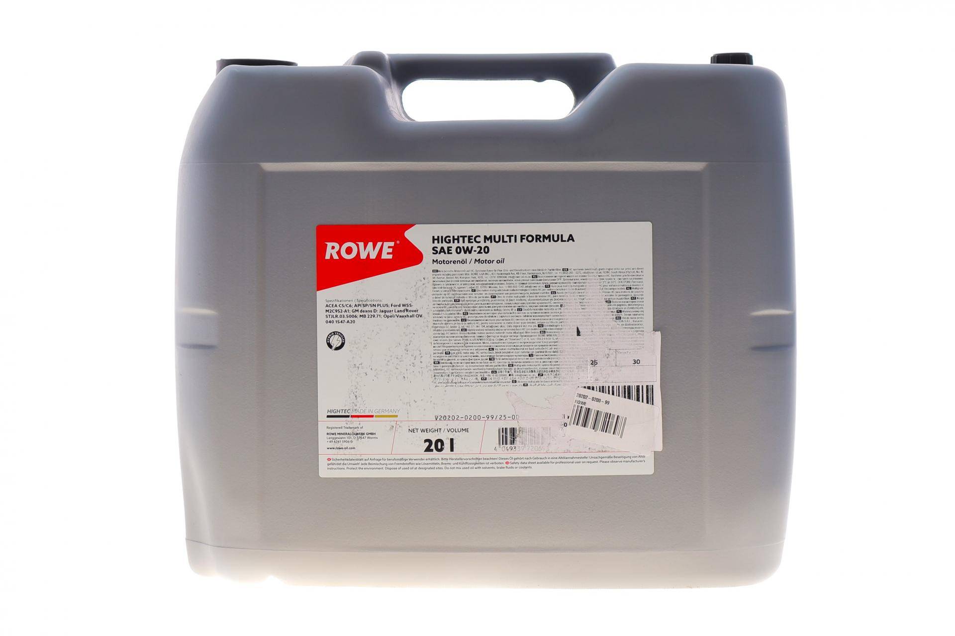 Олива 0W20 HIGHTEC MULTI FORMULA (20L) (MB 229.71/GM dexos D) (ACEA C5/C6) (API SP/SN PLUS)