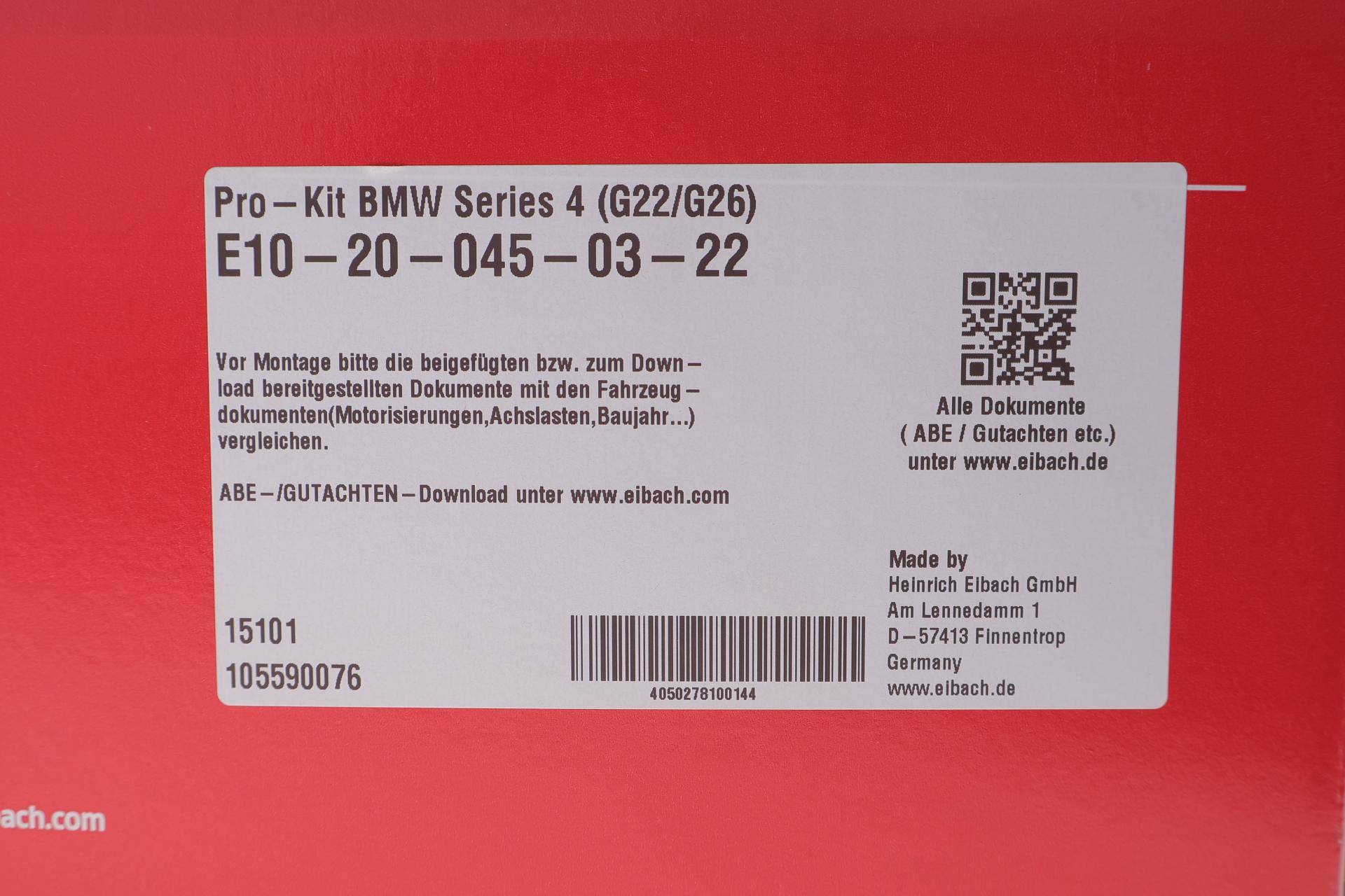 Комплект пружин (Pro-Kit) BMW 3 (G20/G80/G28) 19-/4 (G22/G82) 21- (B57) (4 шт.)
