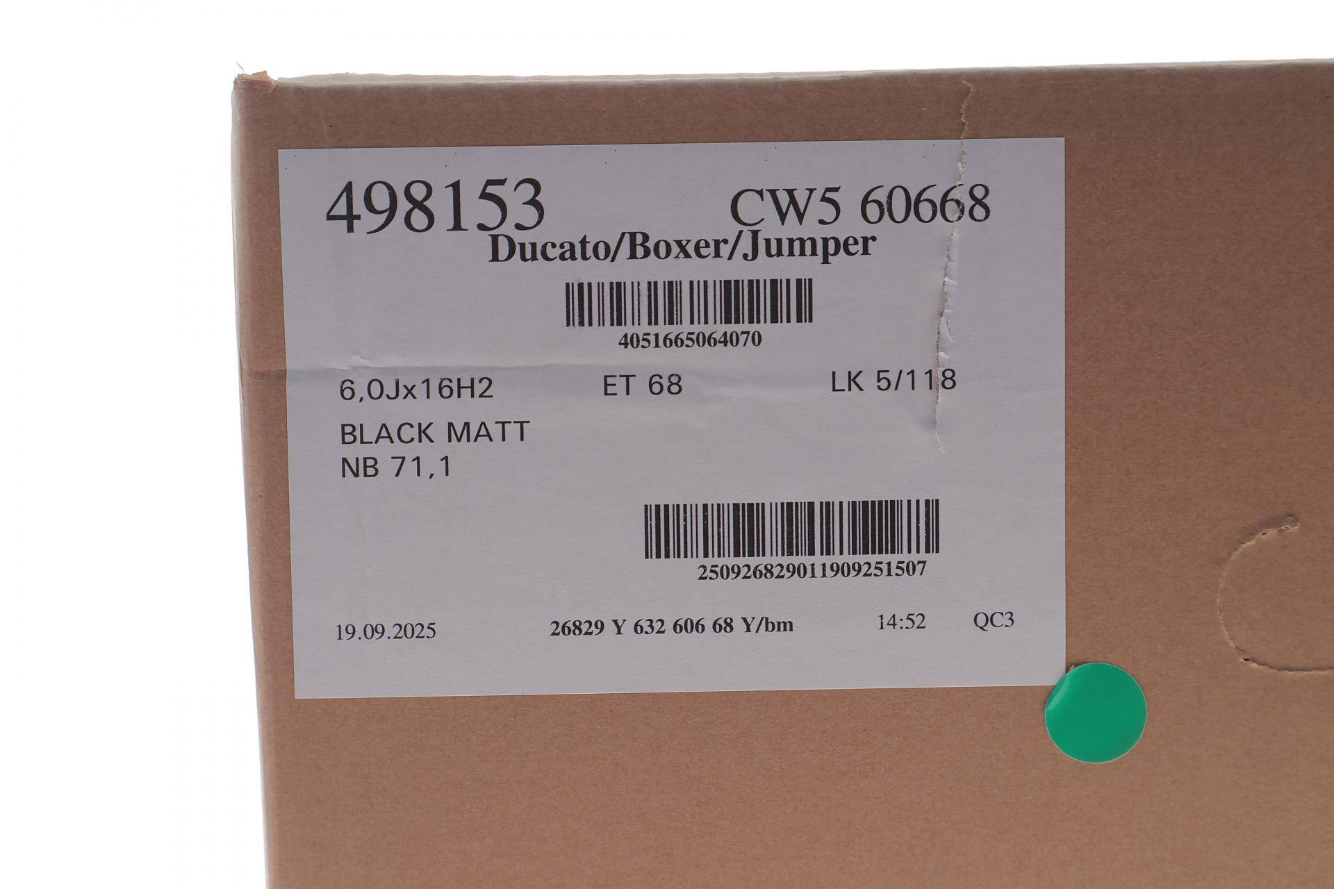 Диск колісний Peugeot Boxer 06- (6.0Jx16 5x118x71.1 ET68) (black matt) (легкосплавний)