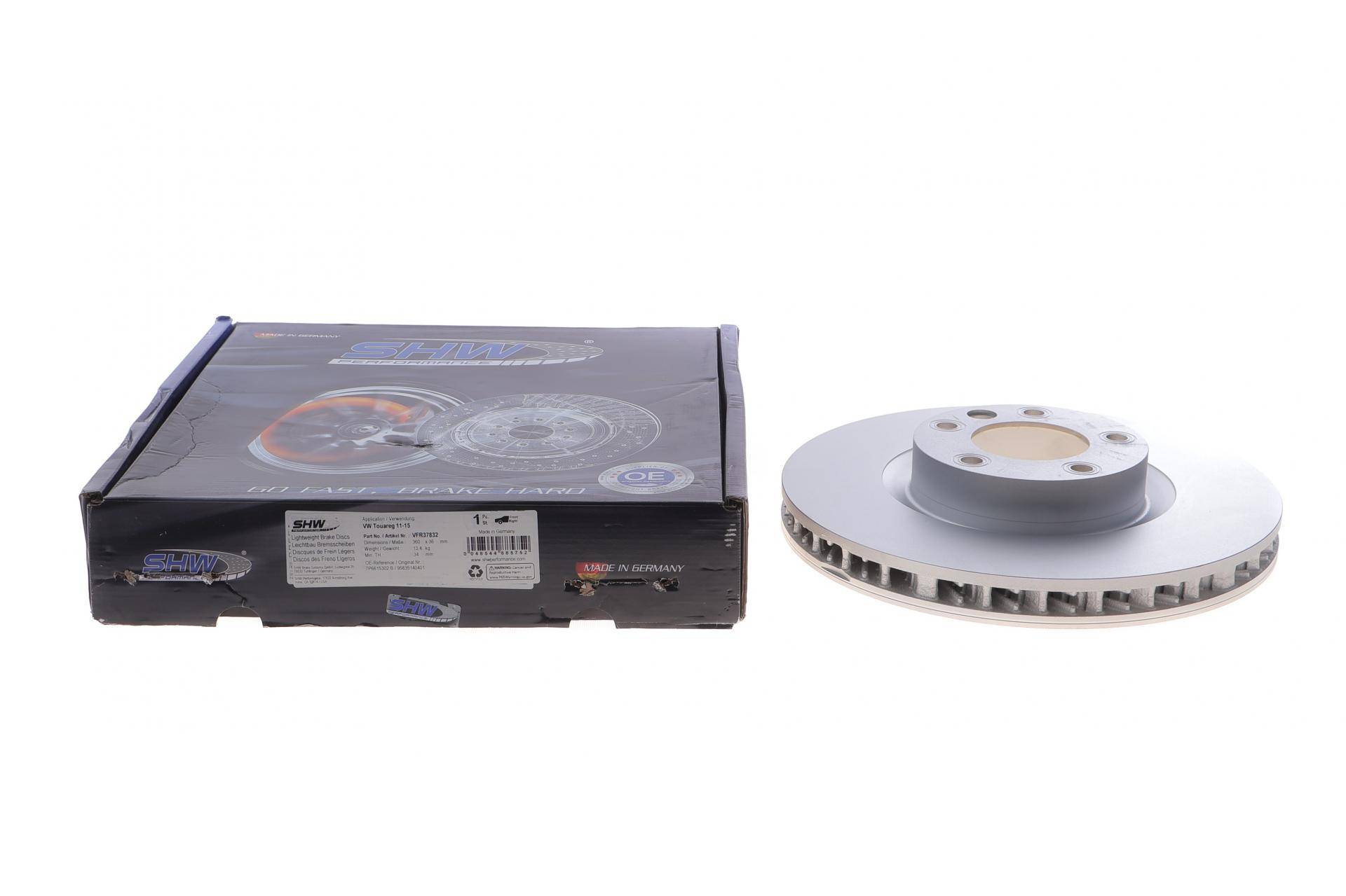 Диск гальмівний (передній) Porsche Cayenne 10-/VW Touareg 10-18 (360x36) (R) (з покр) (вент.)