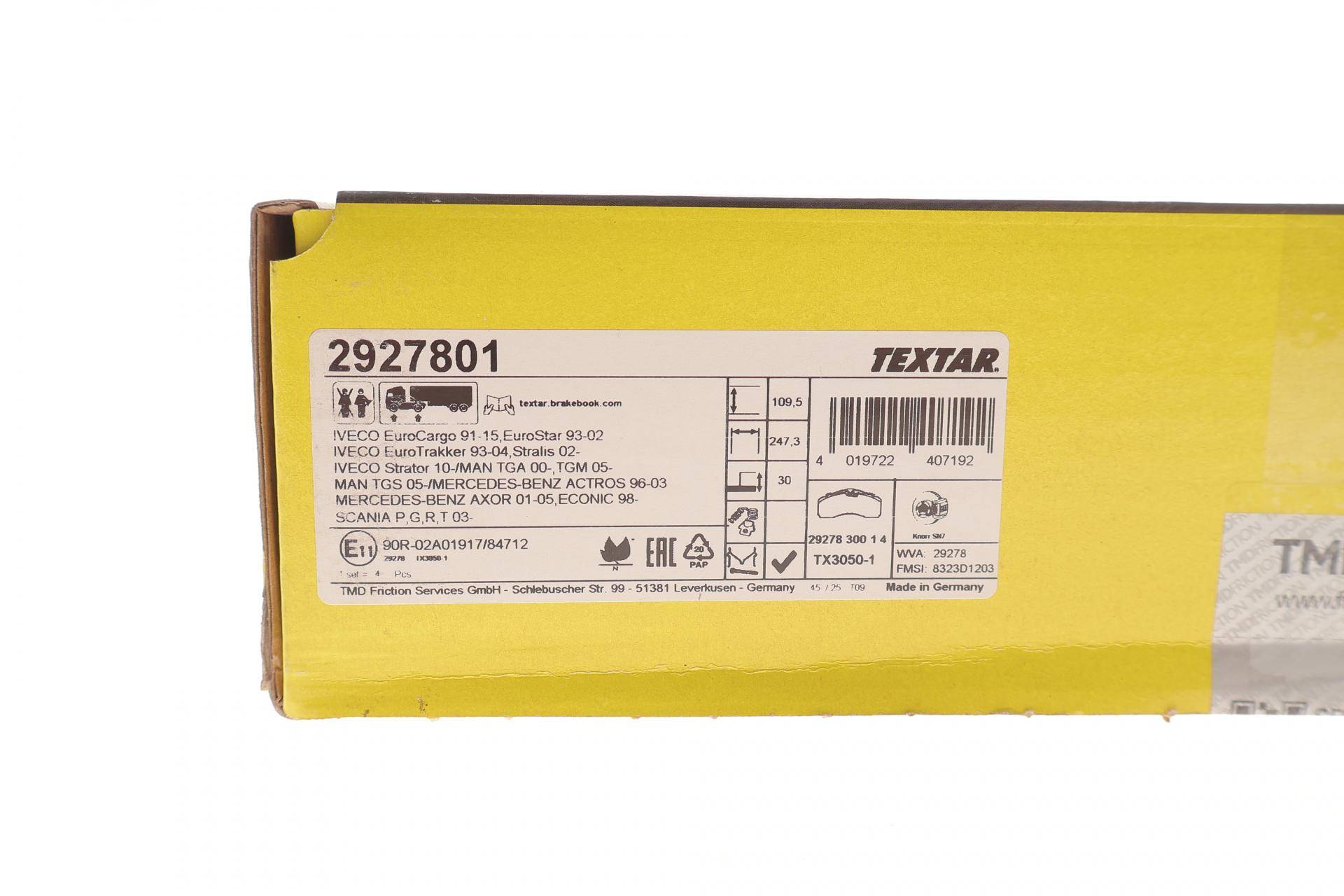 Колодки гальмівні (передні/задні) MB Atego 98-04/Actros 96-/DAF 02-/MAN 00-/Scania 95-/Iveco 92-