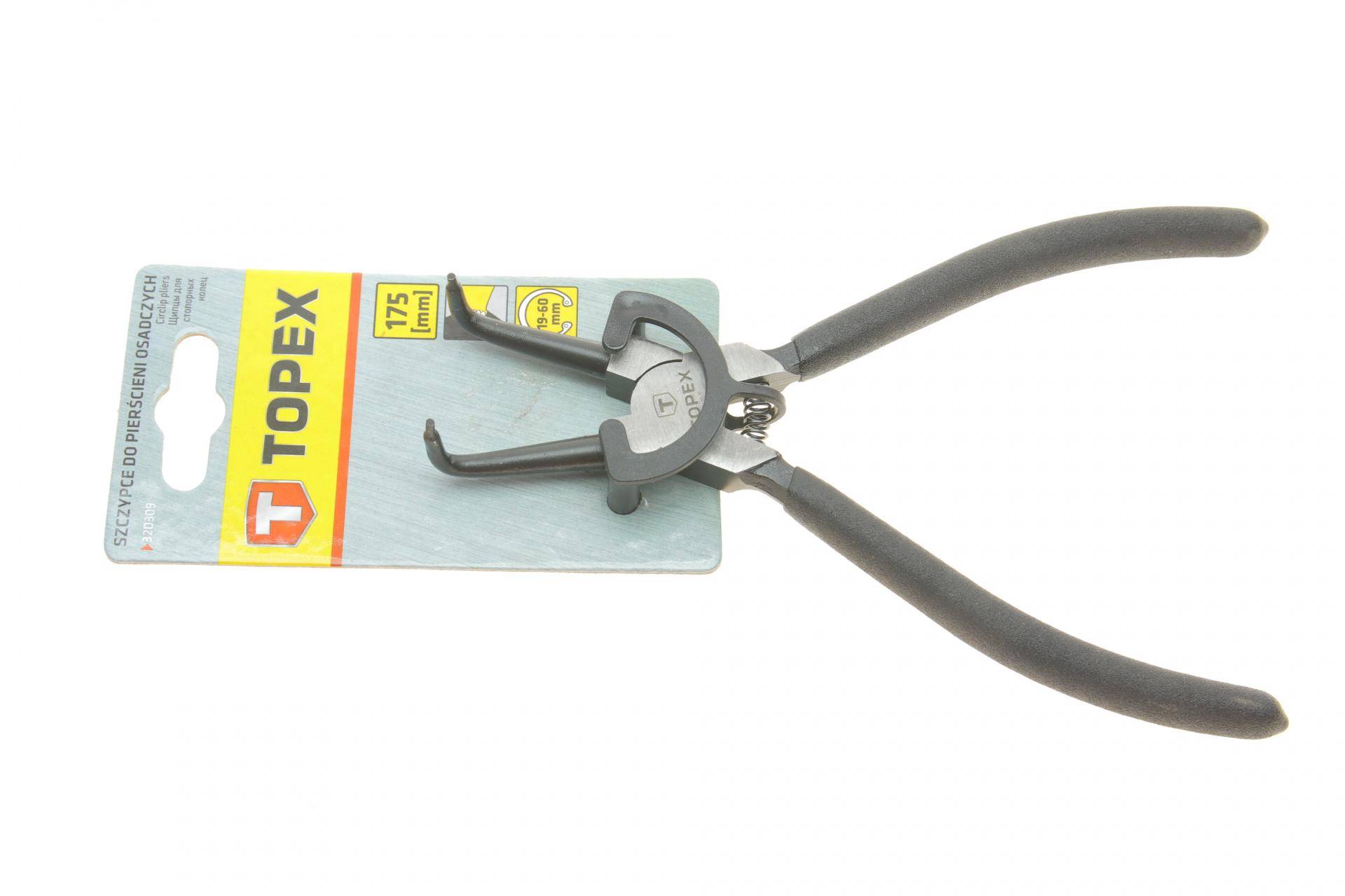 Щипці загнуті для внутрішніх стопорних кілець 1,8x19-60 мм L-175 мм