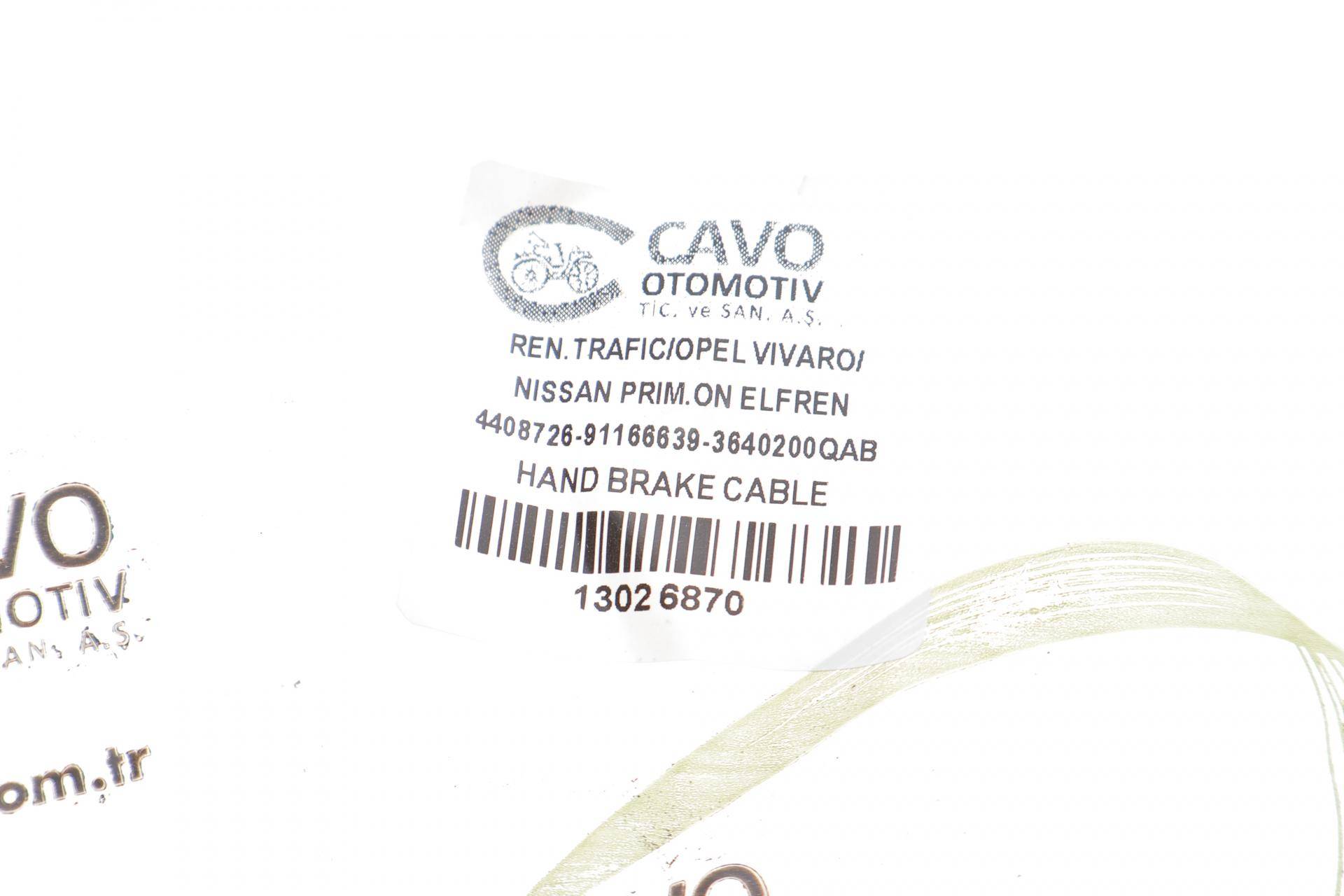 Трос ручника (передній) Renault Trafic/Opel Vivaro 01- (508/256mm)