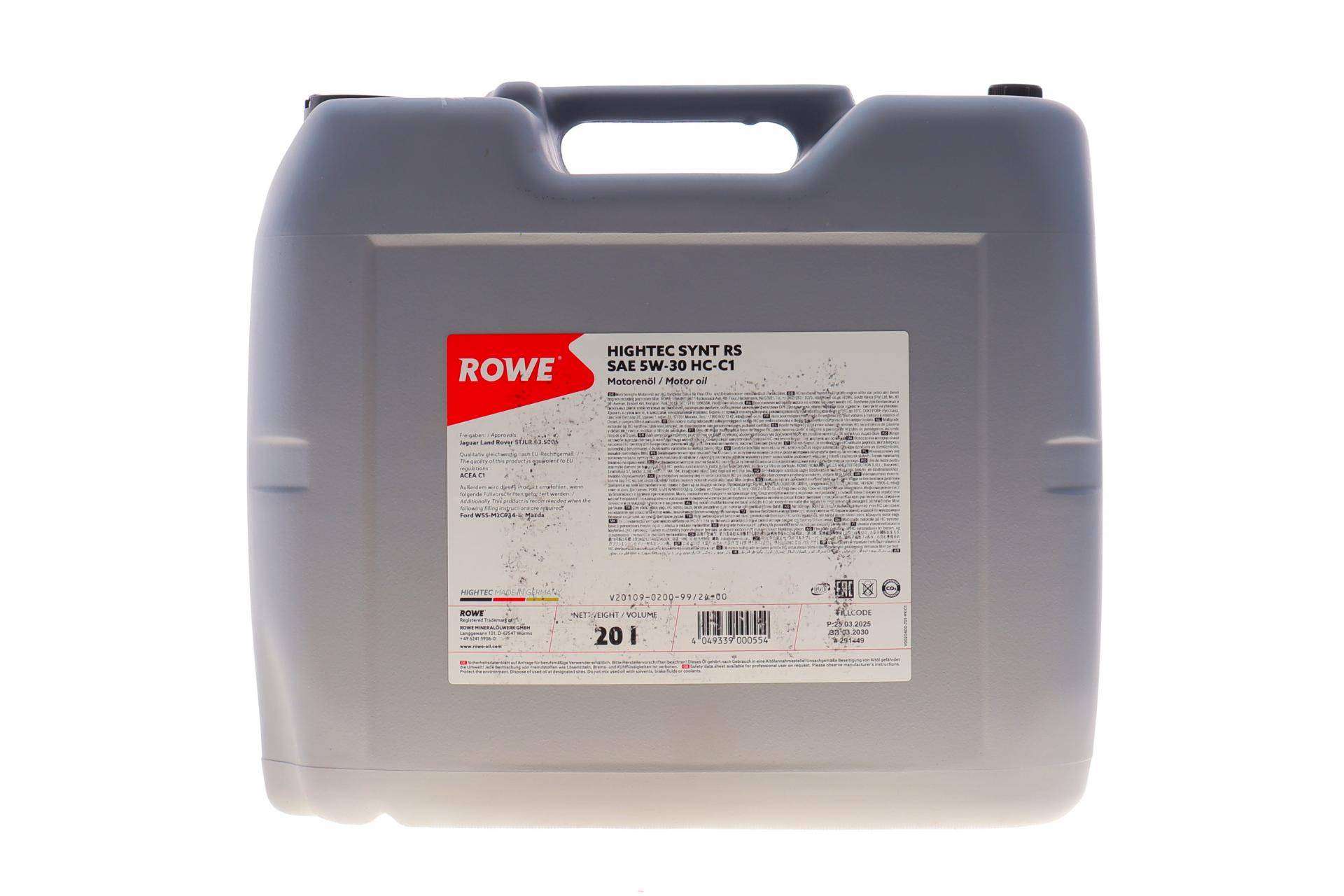 Олива 5W30 HIGHTEC SYNT RS HC-C1 (20L) (Jaguar Land Rover STJLR.03.5005/Ford WSS-M2C934-B/Mazda)