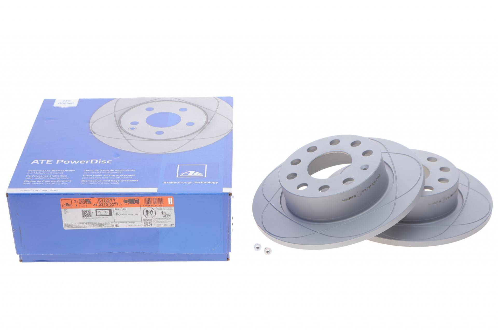 Диск гальмівний (задній) Audi A3//VW Caddy III 04-15/Skoda Octavia III/IV 03- (253x10) PowerDisc