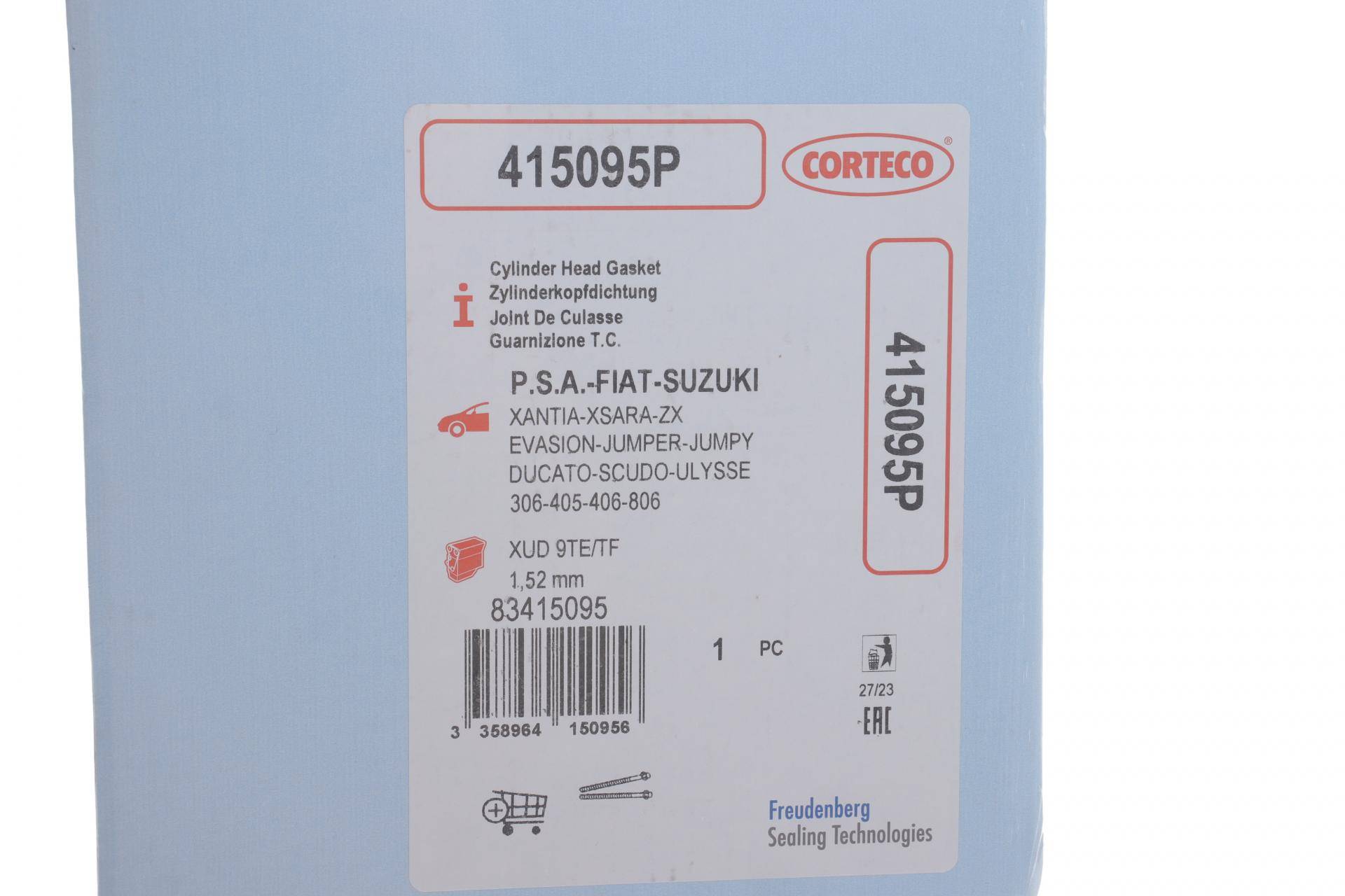 Прокладка ГБЦ Fiat Scudo 1.9D (XU9 1905), Ø84,00mm, 1,52mm, 5 меток