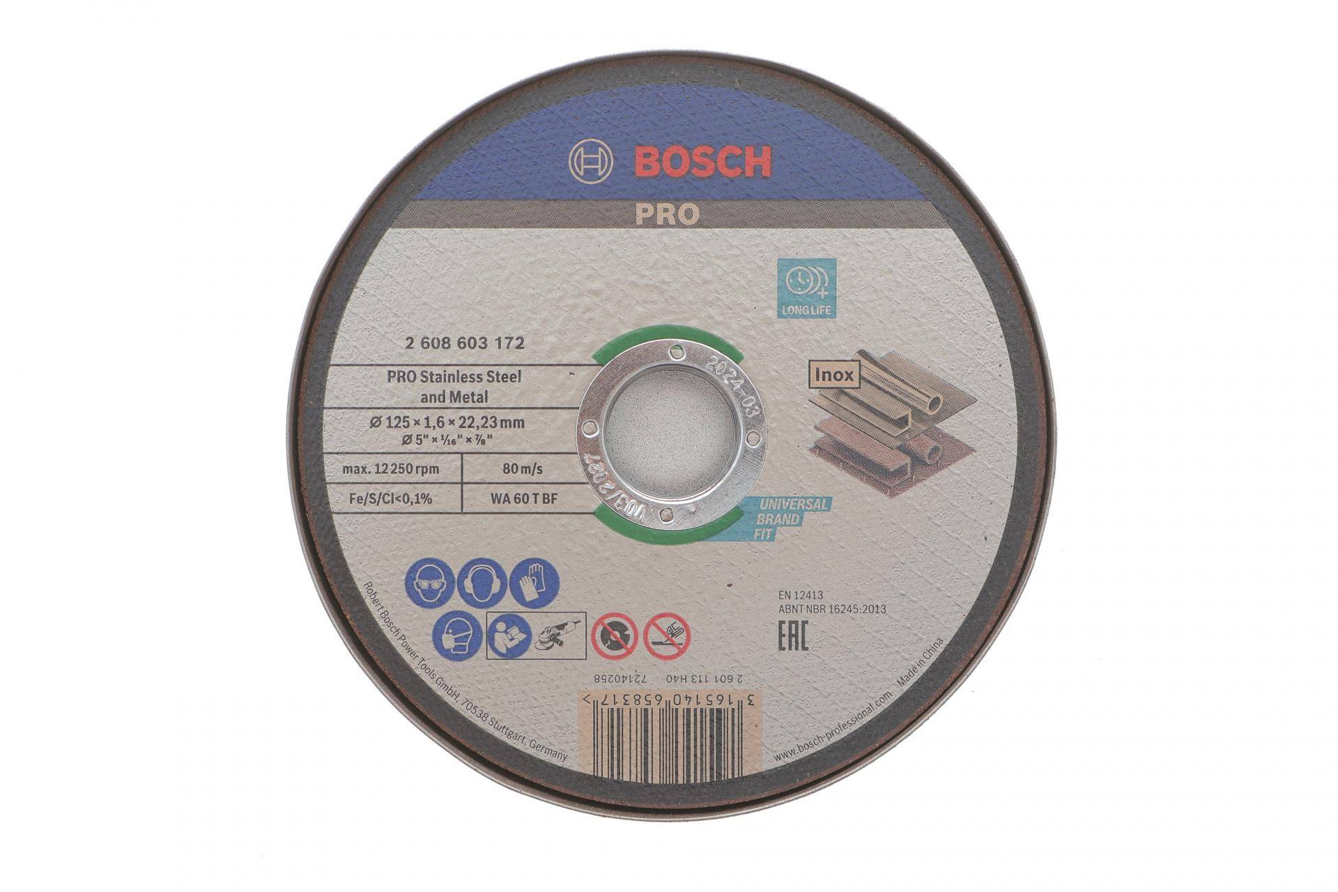 Круг відрізний (К-кт 10 шт) 125x1,6x22,23 мм PRO Stainless Steel and Metal Cutting Disc