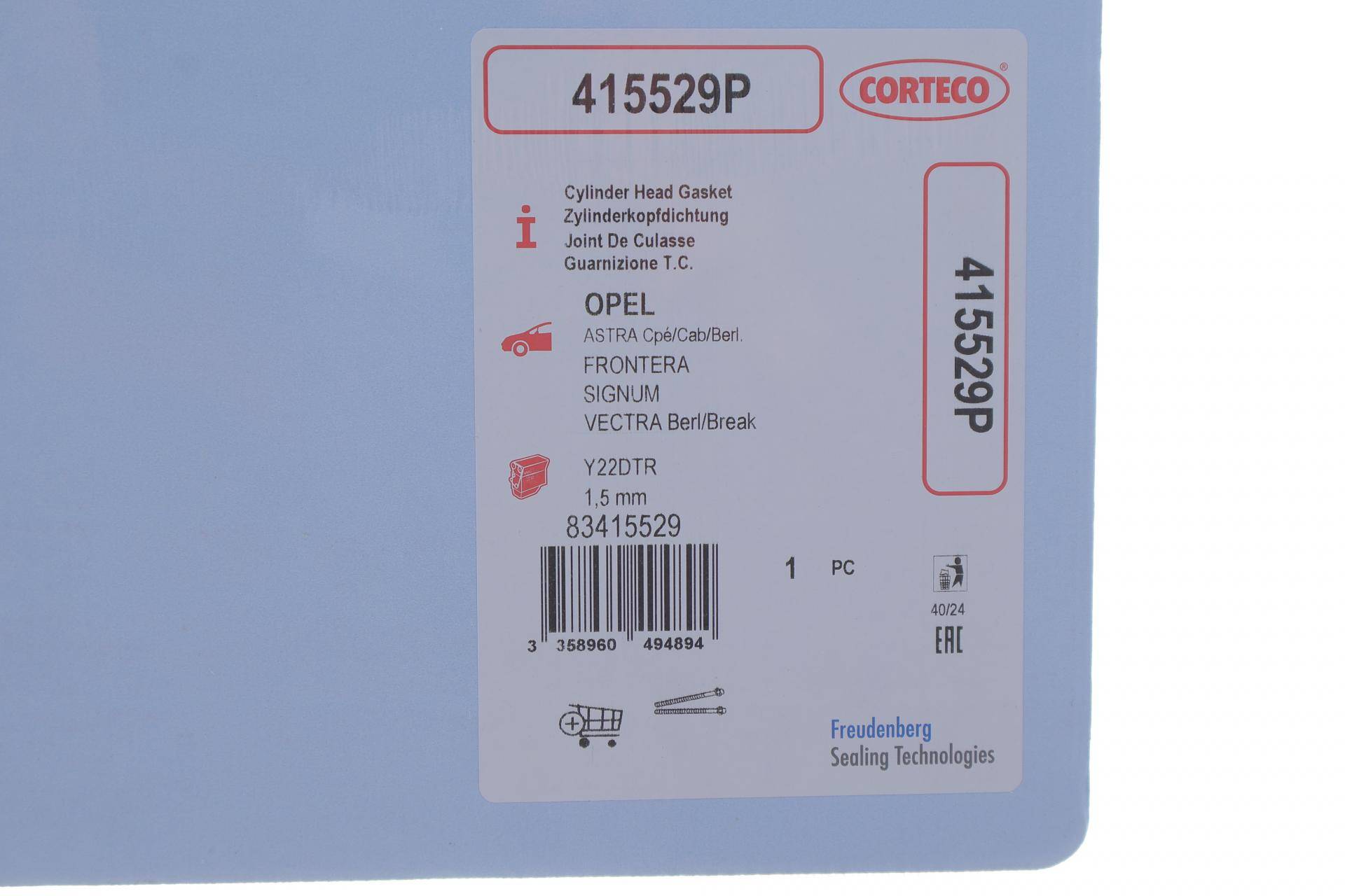 Прокладка ГБЦ Opel Astra G 2.0/2.2 DTI 98-05, Ø85,50mm, 1,50mm, (3 мітки)