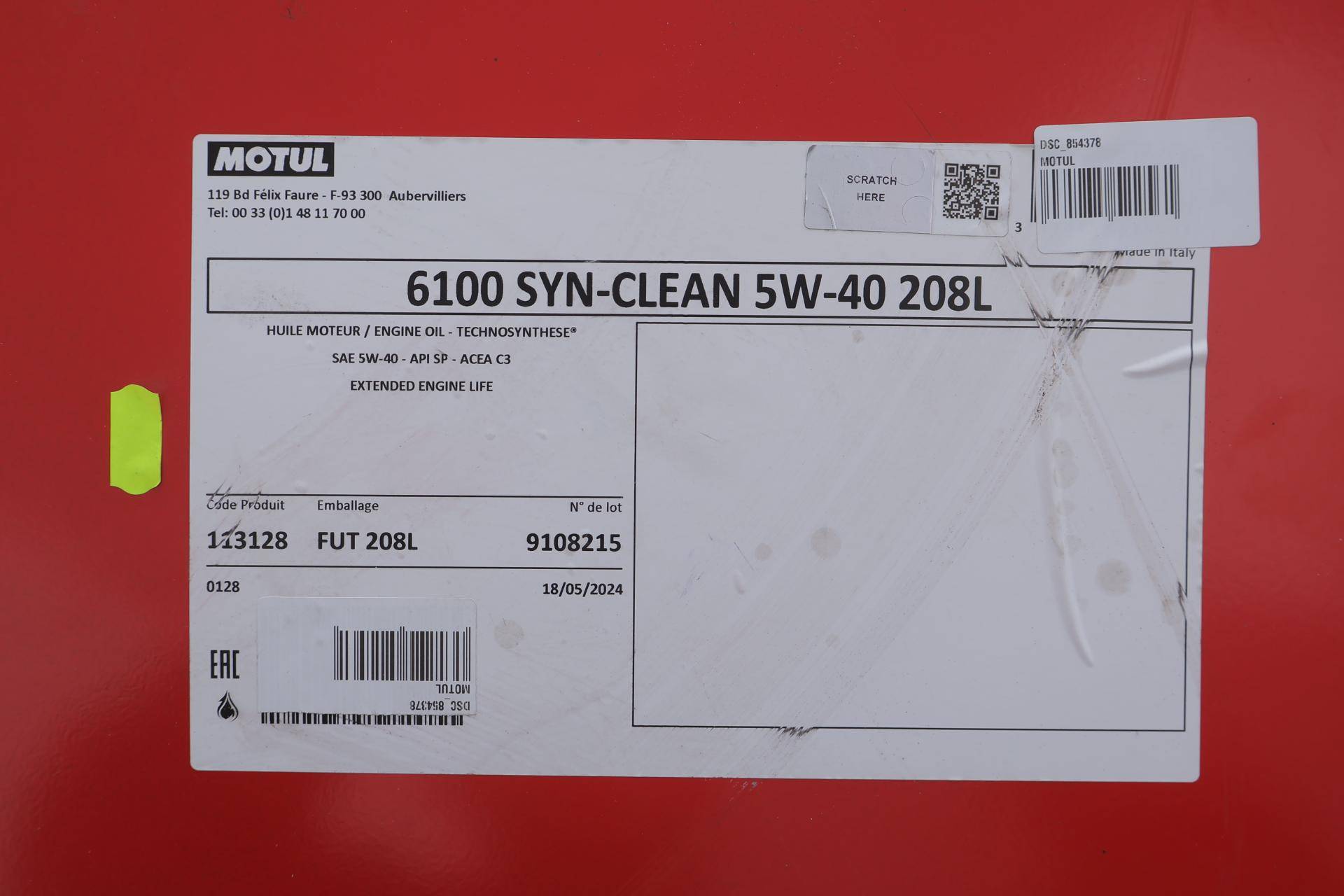 Олива 5W40 6100 Syn-clean (208L) ( ACEA C3/API PERFORMANCE SP) (113128) пошкоджена при транспортуванні
