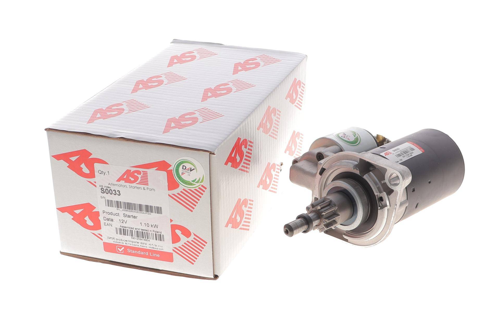 Стартер Audi A3 1.8 96-03/Ford Galaxy I 2.0i 95-06/Seat Ibiza II 2.0 i 16V (1.1kw) (z=10)