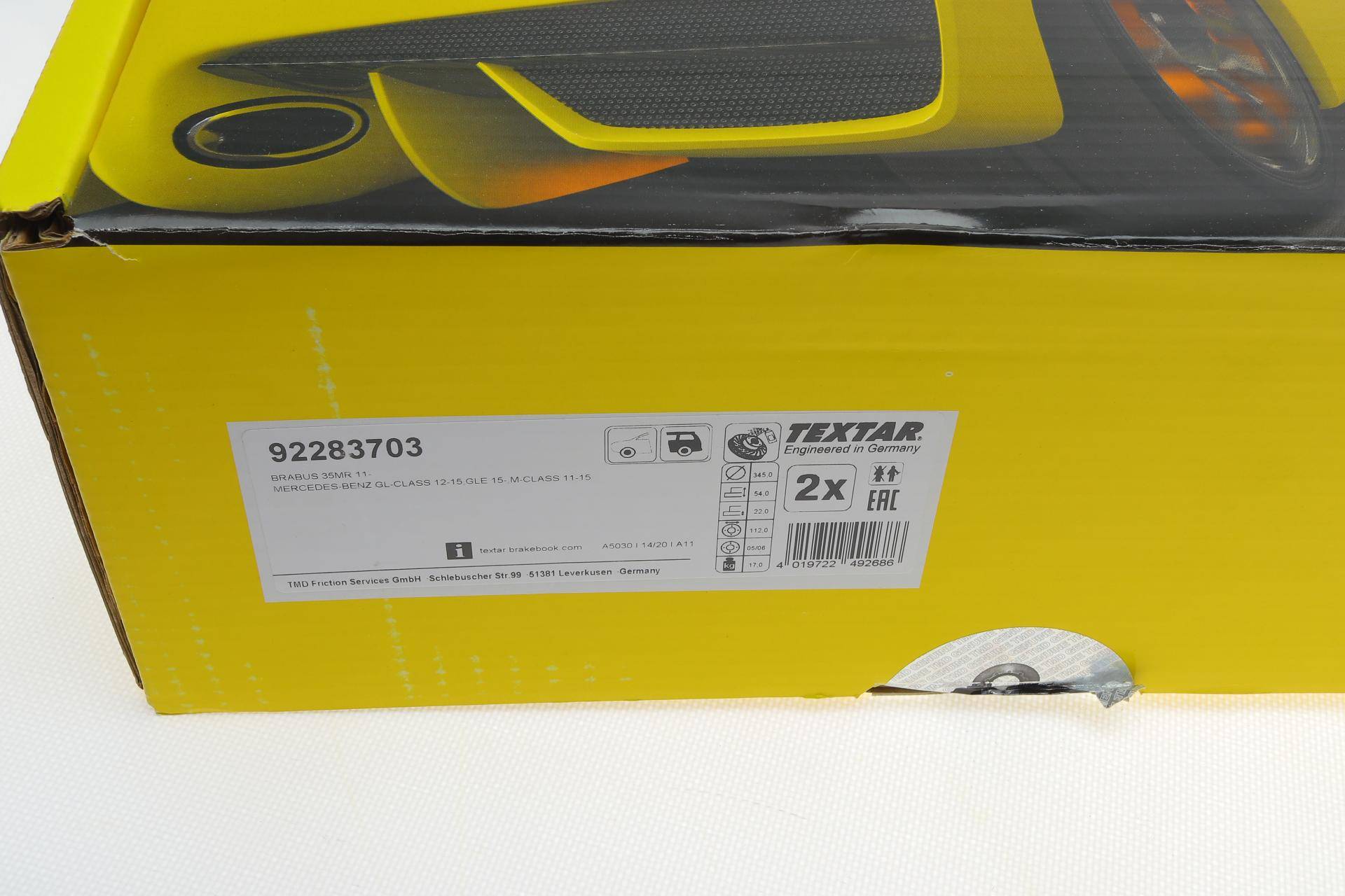 Диск гальмівний (задній) MB V-class (W166) 11-15/GLE (X166) 12-19 (345x22) PRO