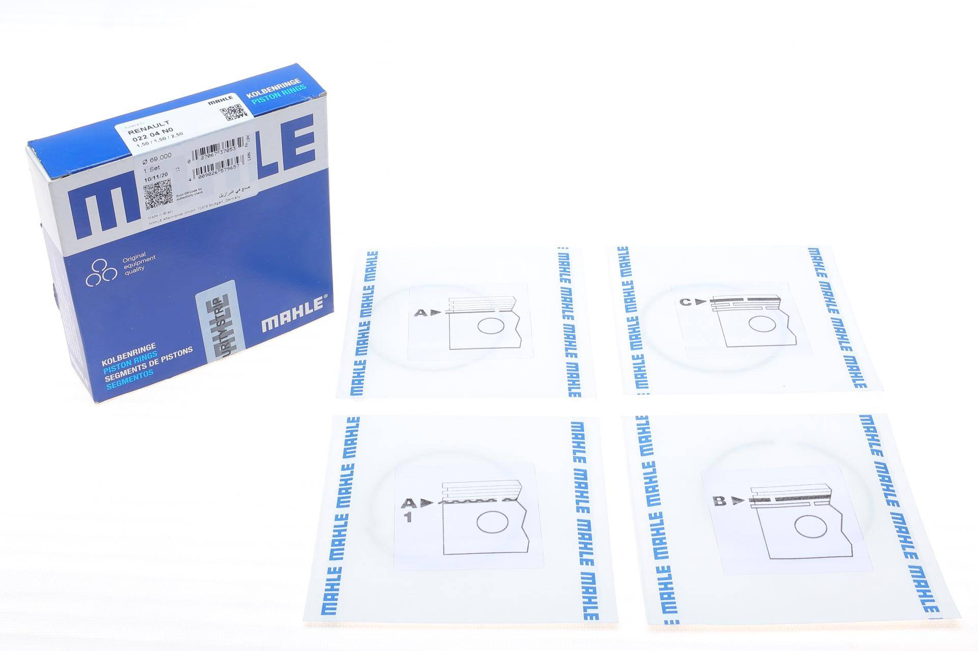 Кільця поршневі Renault Kangoo 1.2i 97- (69.00mm/STD) (1.5-1.5-2.5)