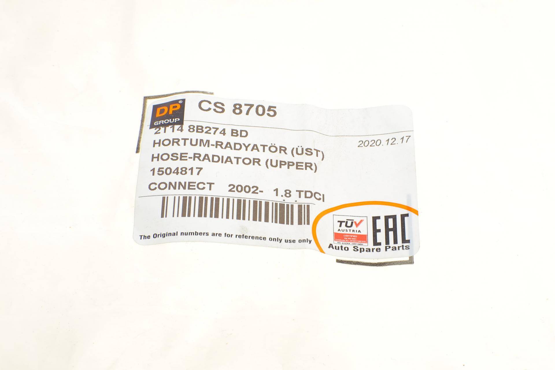 Патрубок радіатора Ford Transit Connect 1.8Di/TDCi 02-13