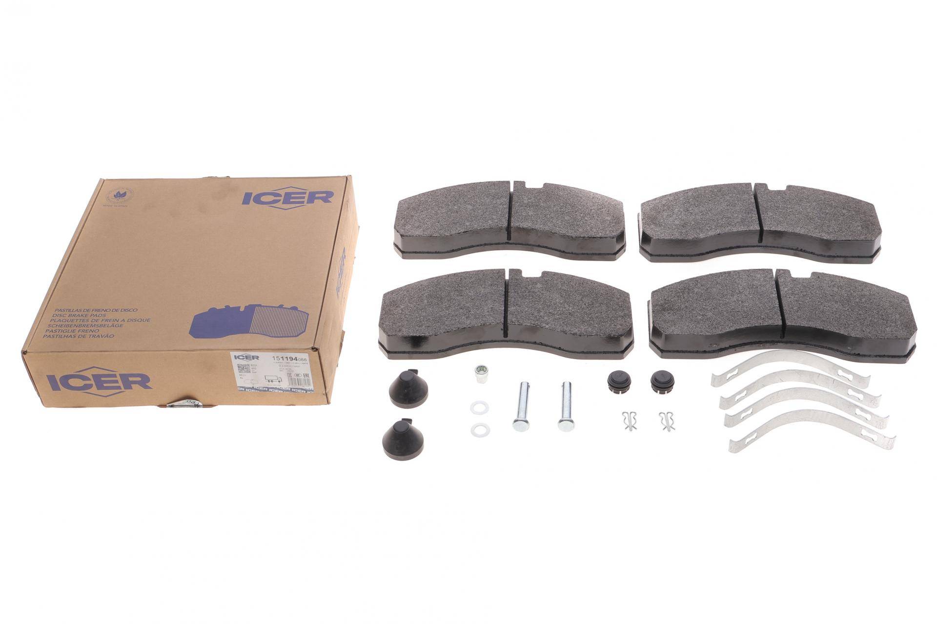 Колодки гальмівні (передні/задні) MB Atego 98-04/Actros 96-/DAF 02-/MAN 00-/Scania 95-/Iveco 92-