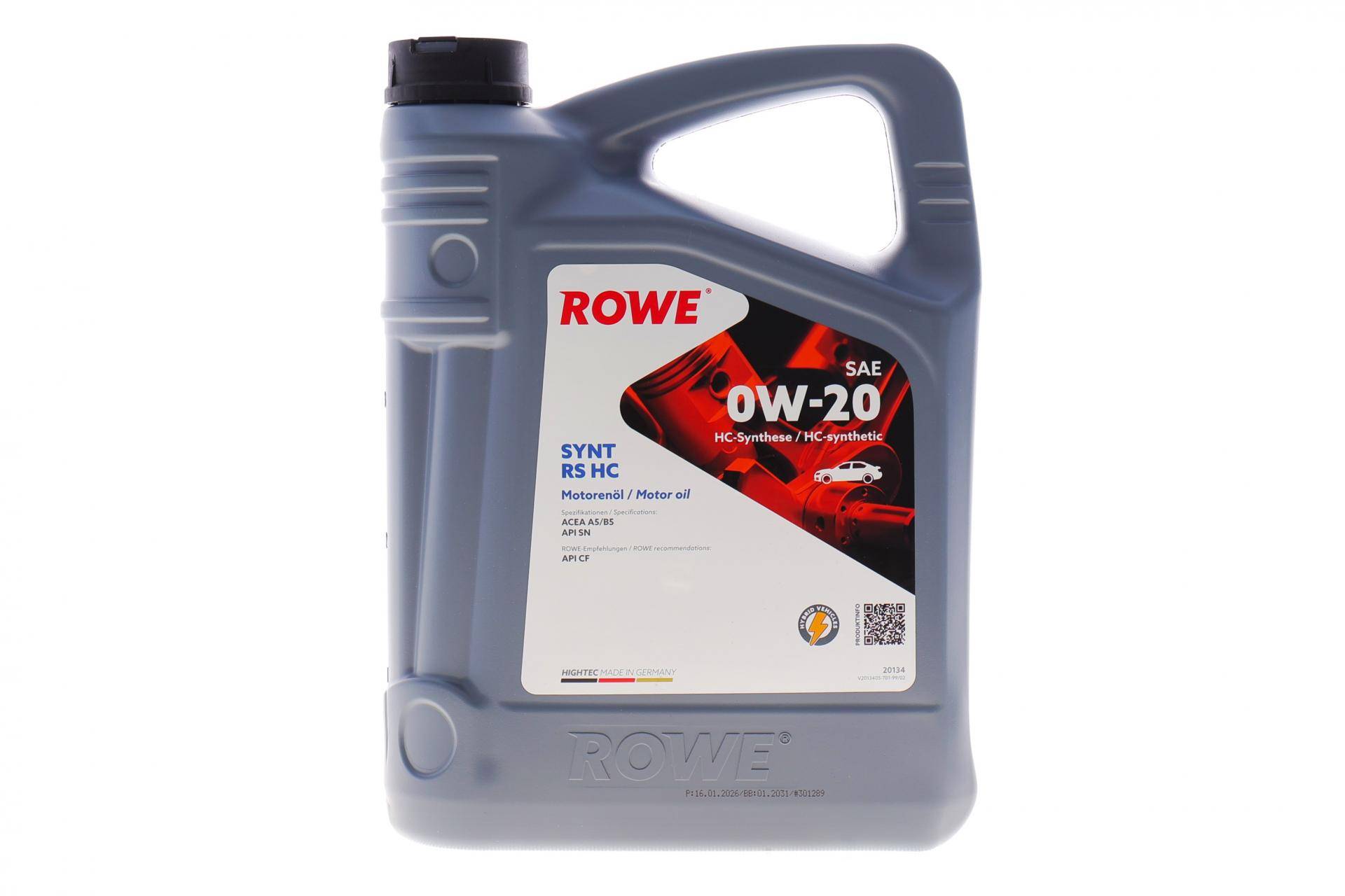 Олива 0W20 HIGHTEC SYNT RS HC (4L) (ACEA A5/B5) (API SN/API CF)
