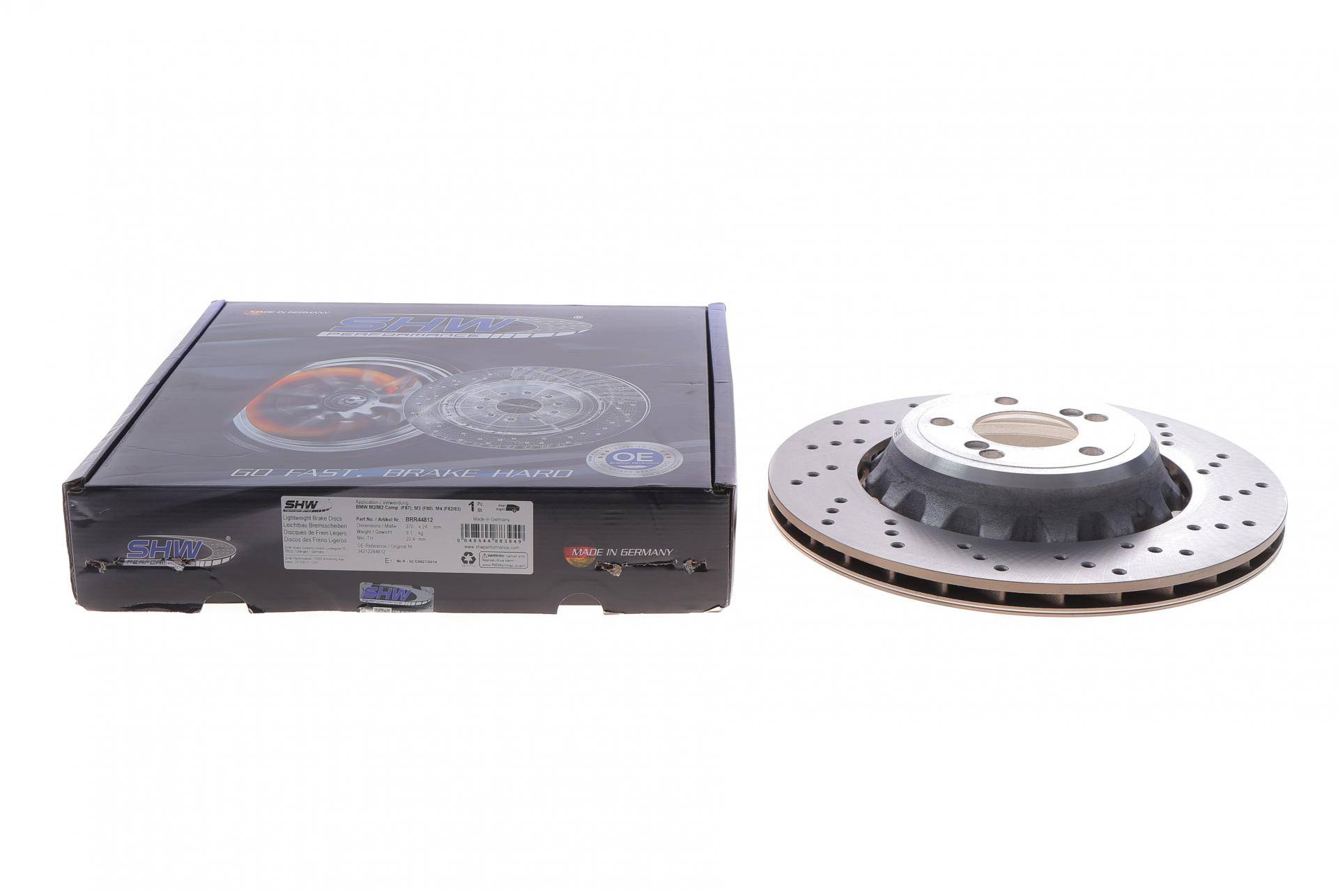 Диск гальмівний (задній) BMW M3 (F30/F80)/M4 (F82/F83) 14-20 (370x24) (R) (з покрит.) (вентил.) (з отворами)