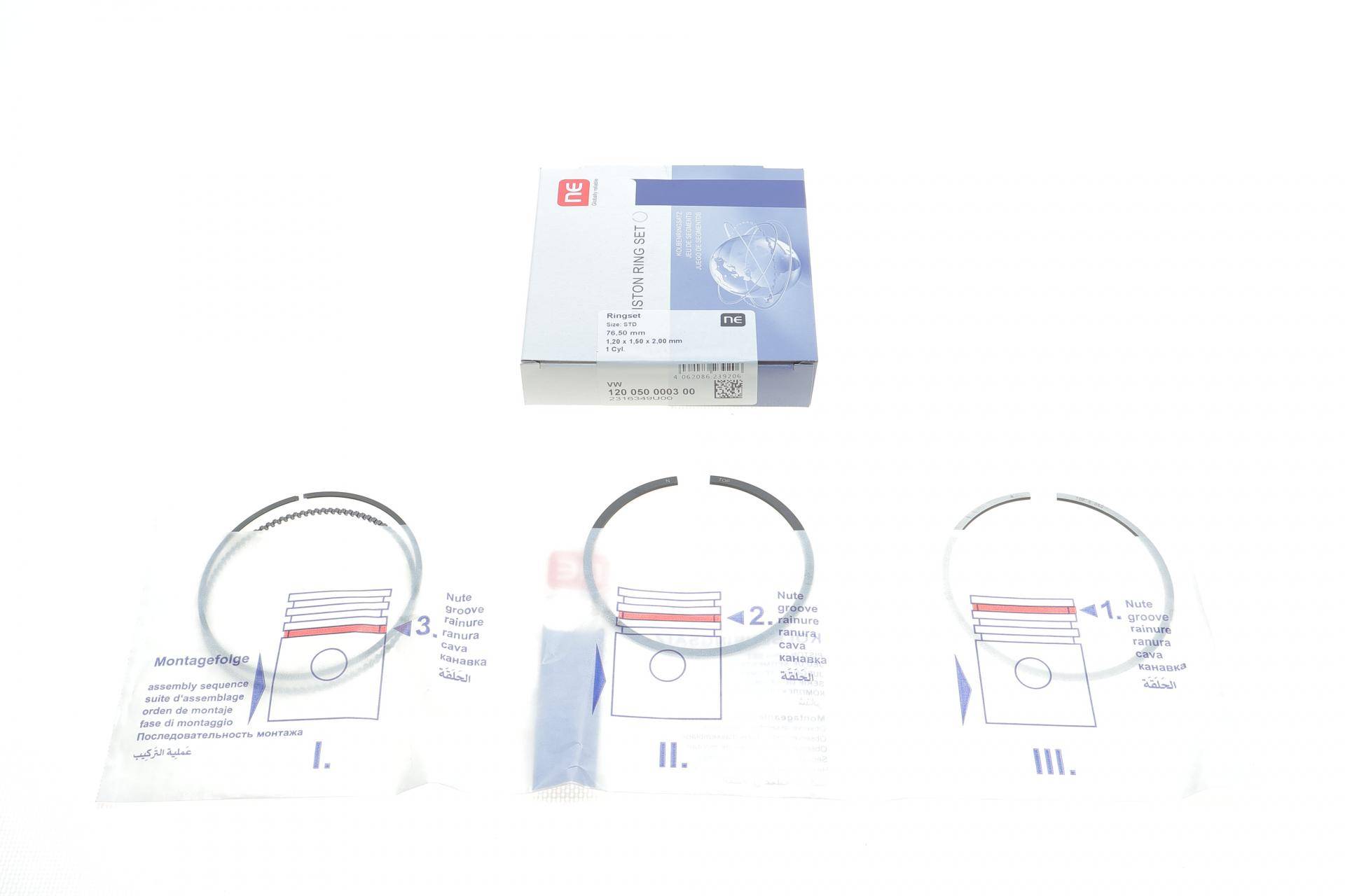 Кільця поршневі VW Golf 1.4/Jetta 1.4TSI 06- (76.50mm/STD) (1.2-1.5-2)