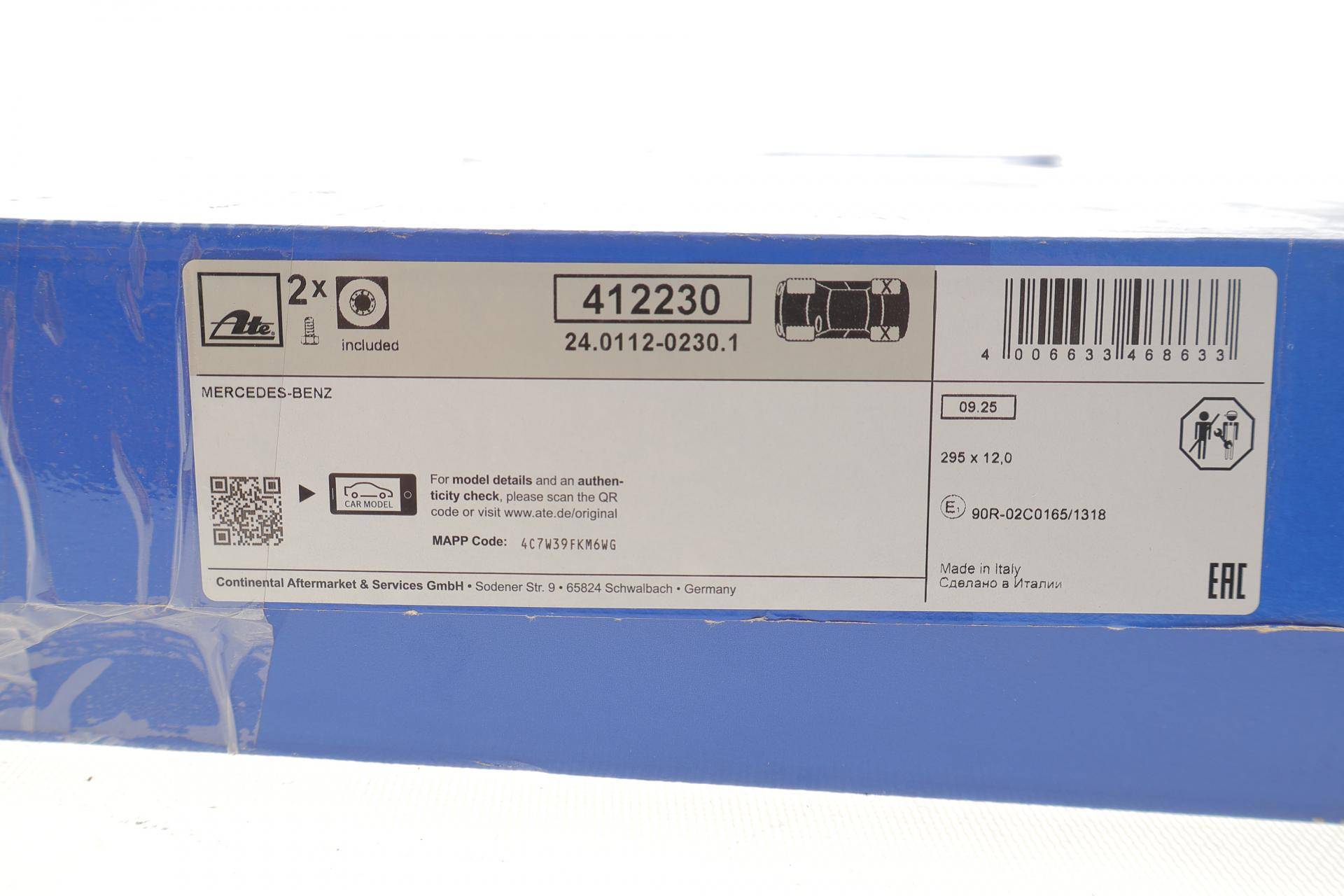 Диск гальмівний (задній) MB A-class (W177)/B-class (W247) 18- (295x12)