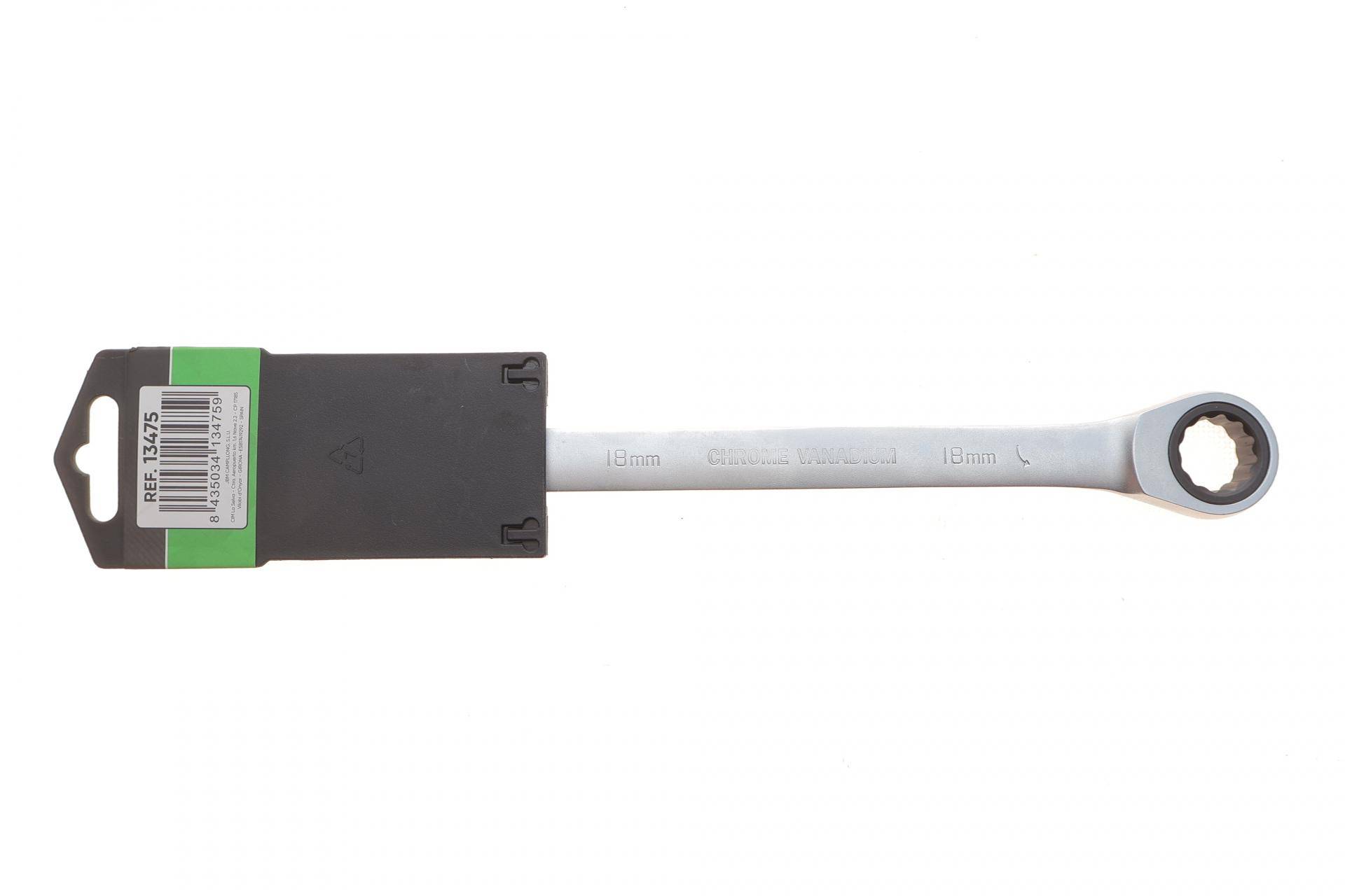 Ключ ріжково-накидний з тріскачкою 18 мм 90 зуб. L-235 мм